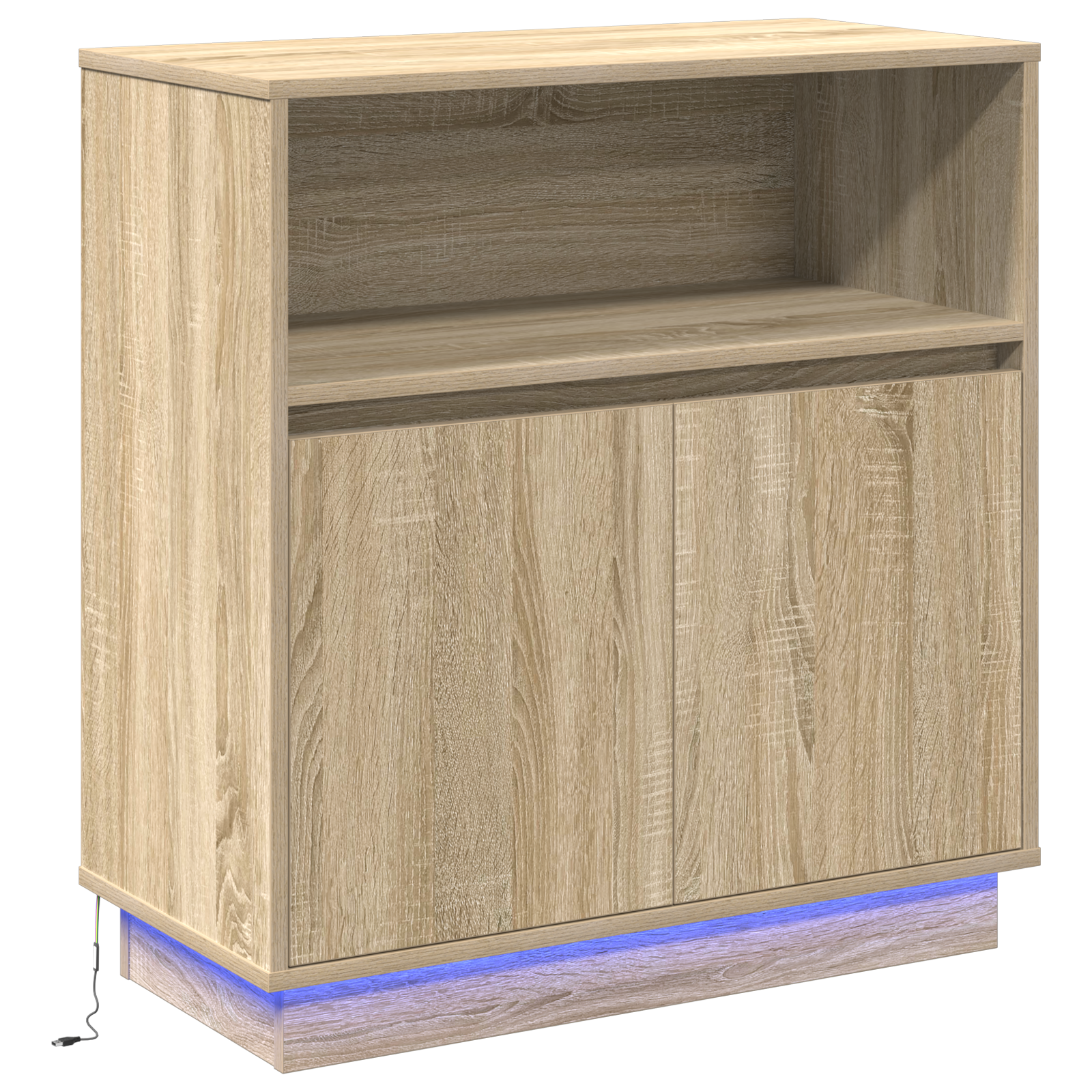 Sideboard with LED Sonoma Oak 71x34,5x75 cm Engineered Wood - Image 2