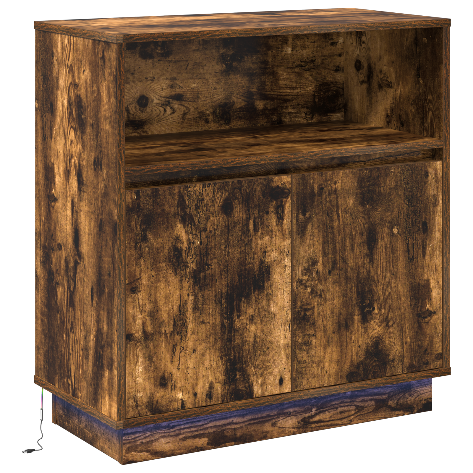 Sideboard with LED Smoked Oak 71x34,5x75 cm Engineered Wood - Image 2