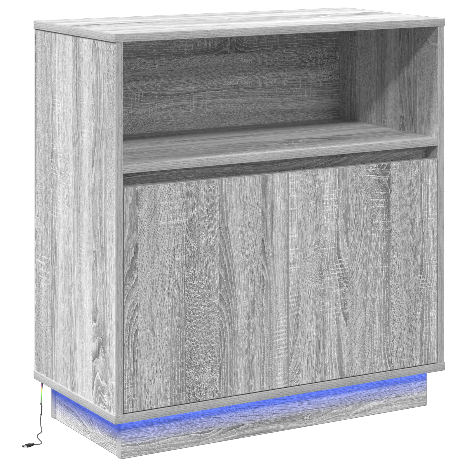 Sideboard with LED Grey Sonoma 71x34,5x75 cm Engineered Wood - Image 2