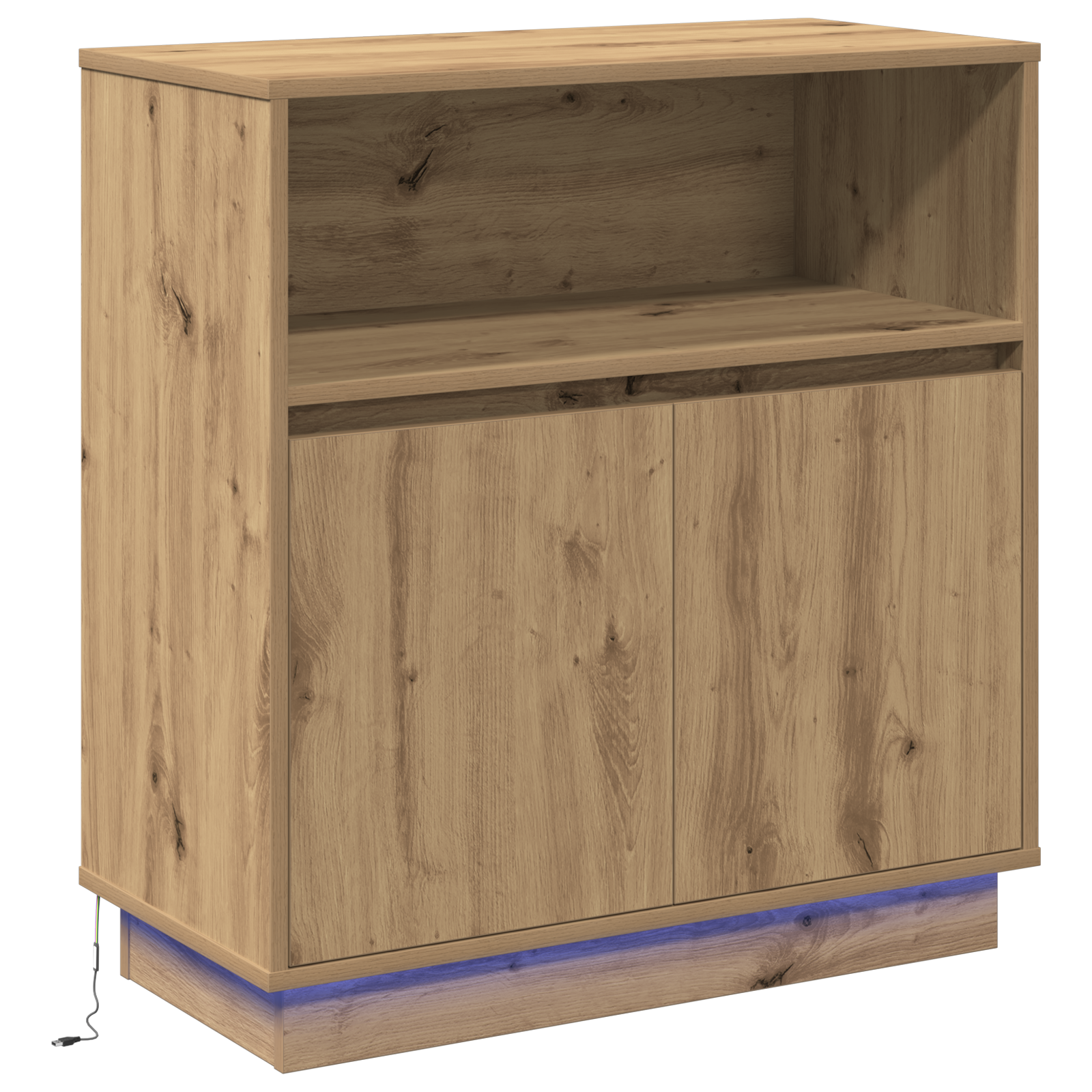 Sideboard with LED Artisan Oak 71x34,5x75 cm Engineered Wood - Image 2