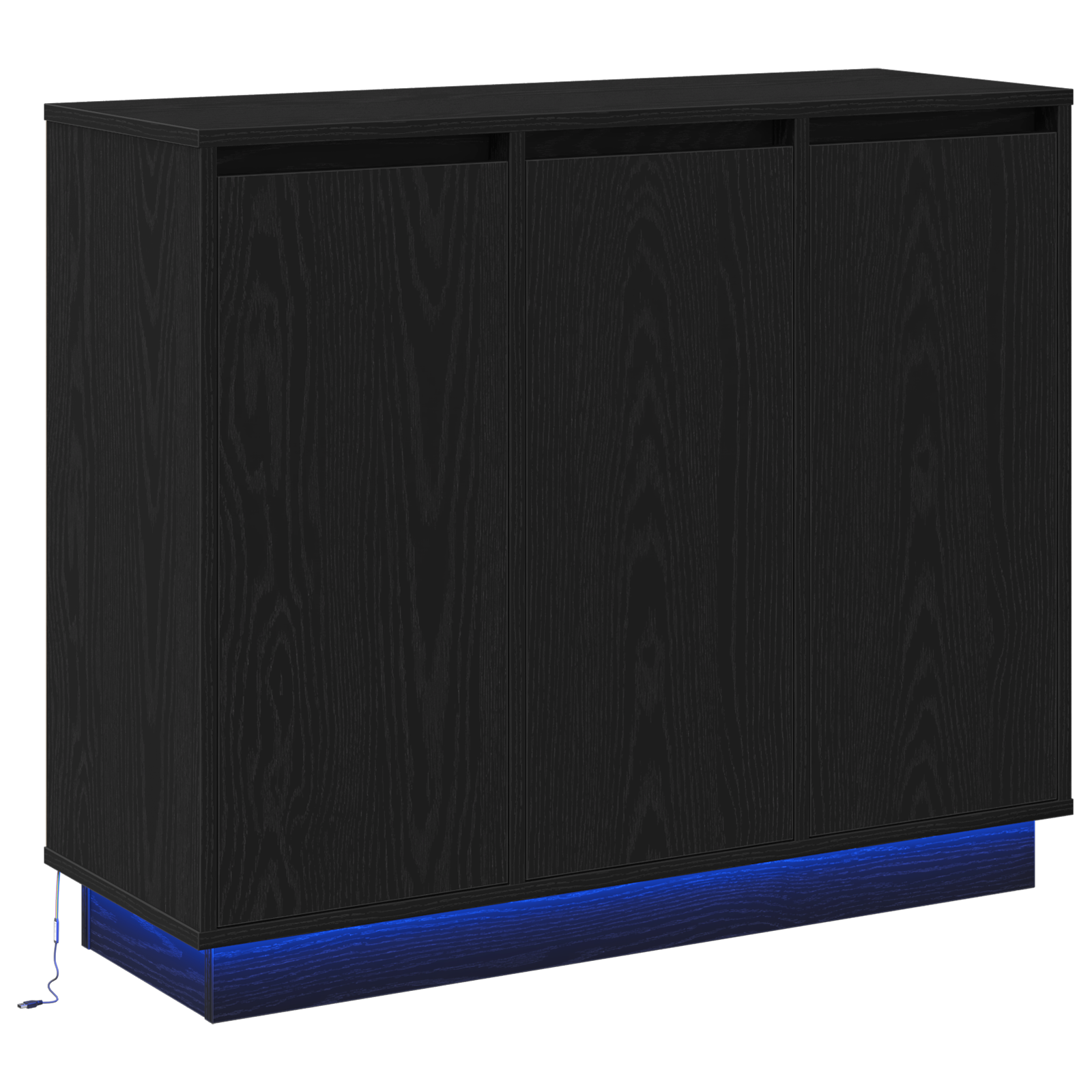 Black Oak Sideboard with LED, 90x32x75 cm, Engineered Wood - Image 2