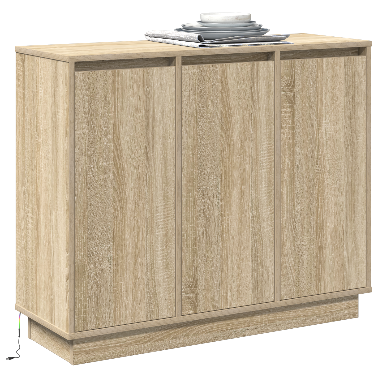 LED Sideboard in Sonoma Oak - 90x32x75 cm - Engineered Wood - Image 3
