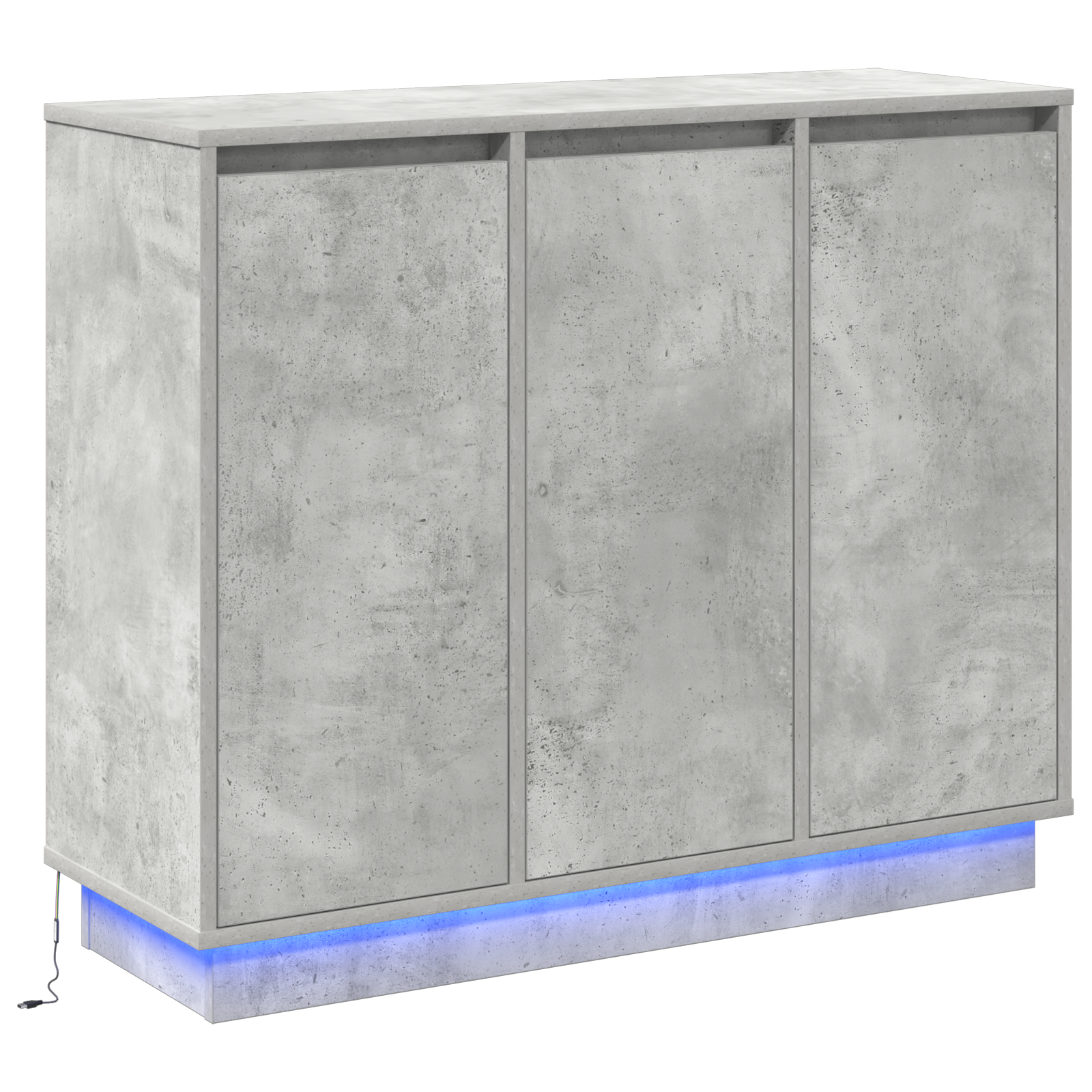 Sideboard with LED in Concrete Grey, 90x32x75 cm, Made of Engineered Wood - Image 2