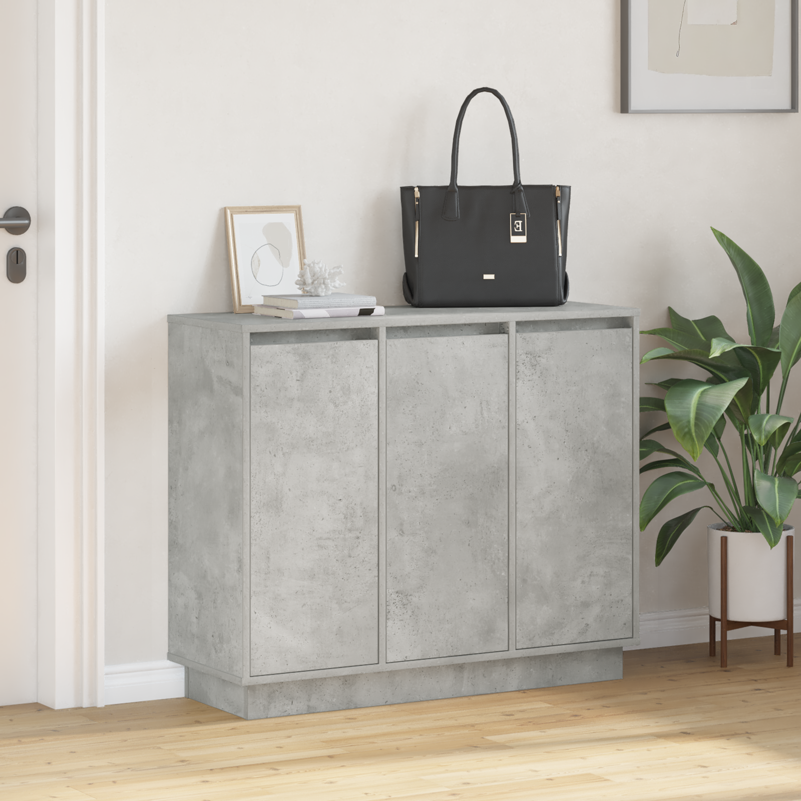 Sideboard with LED in Concrete Grey, 90x32x75 cm, Made of Engineered Wood - Image 5