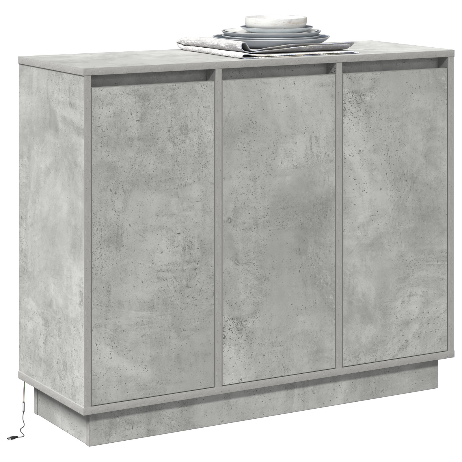 Sideboard with LED in Concrete Grey, 90x32x75 cm, Made of Engineered Wood - Image 3
