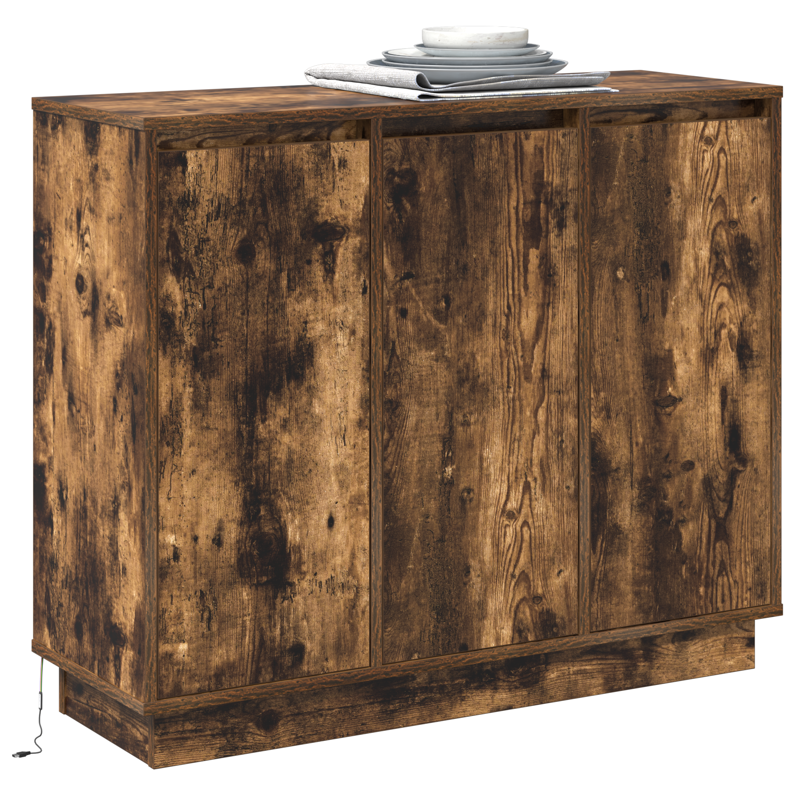 Sideboard with LED in Smoked Oak - 90x32x75 cm - Made of Engineered Wood - Image 3