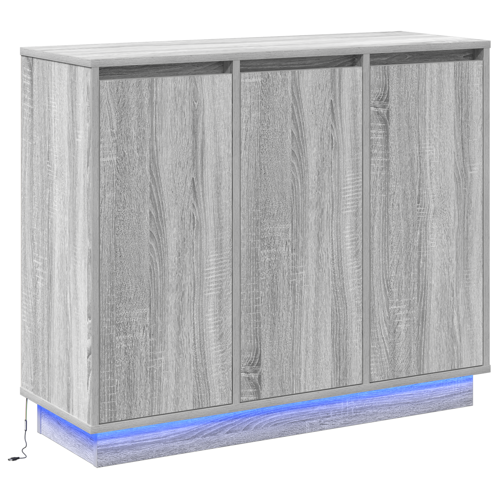 Sideboard with LED - Grey Sonoma, 90x32x75 cm, Made of Engineered Wood - Image 2