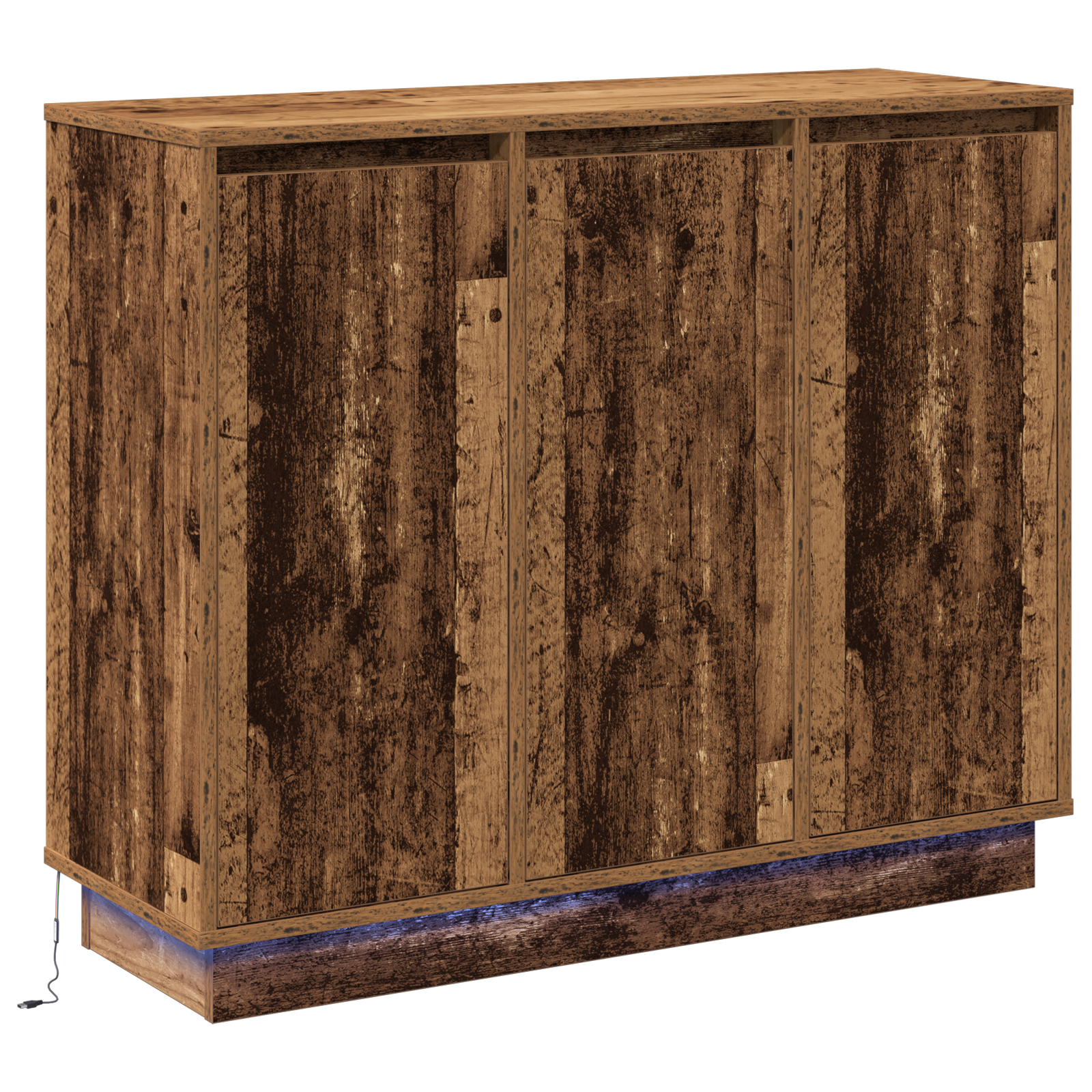 Sideboard with LED - Old Wood - 90x32x75 cm - Engineered Wood - Image 2