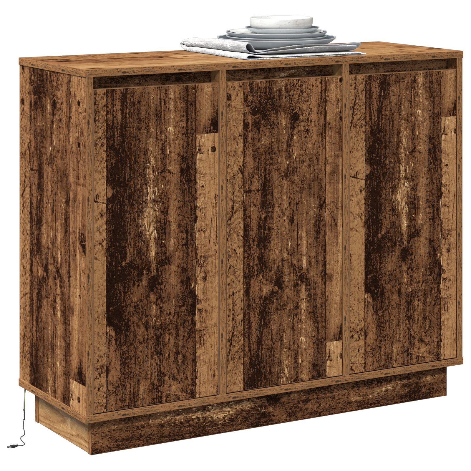 Sideboard with LED - Old Wood - 90x32x75 cm - Engineered Wood - Image 3