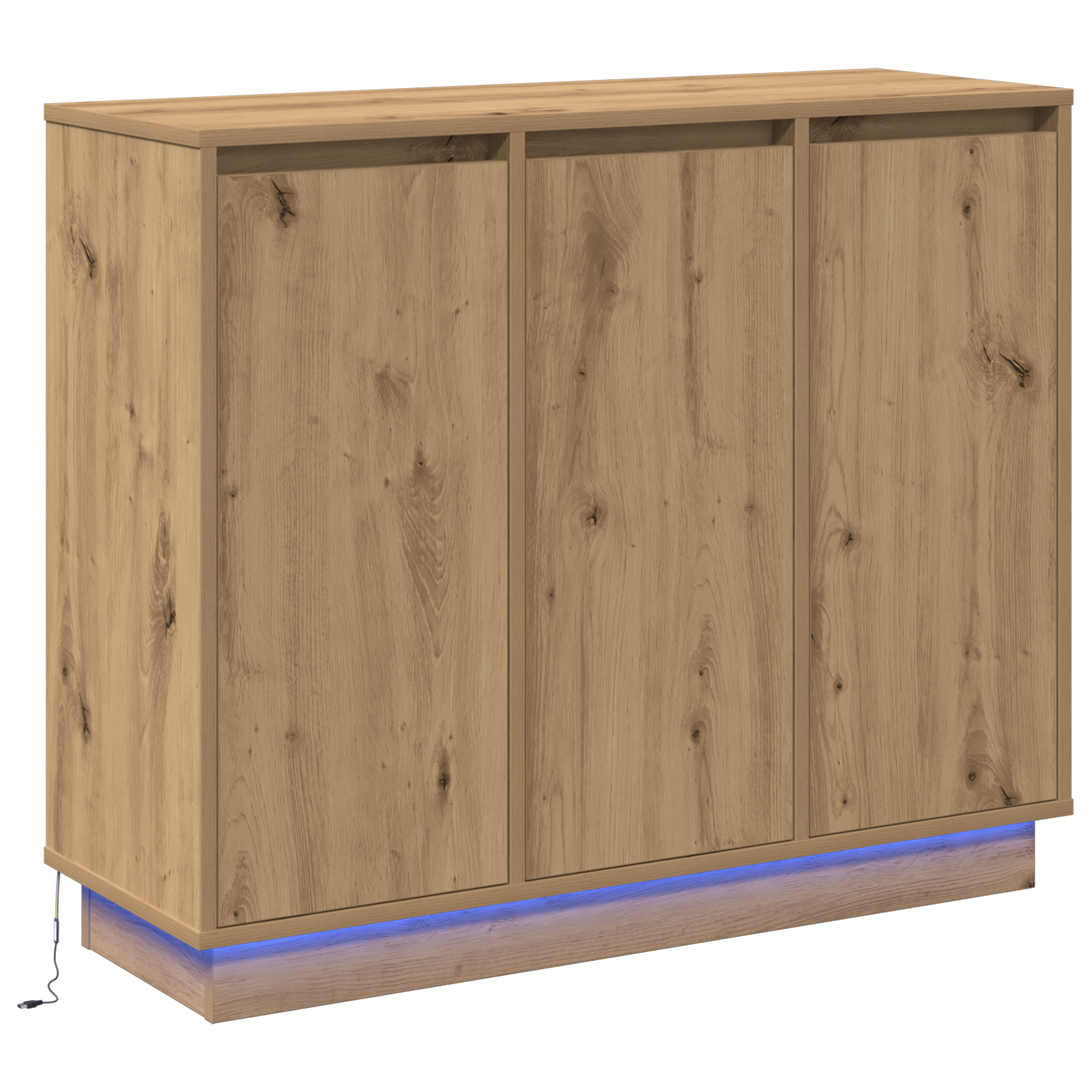 Sideboard with LED Artisan Oak 90x32x75 cm Engineered Wood - Image 2