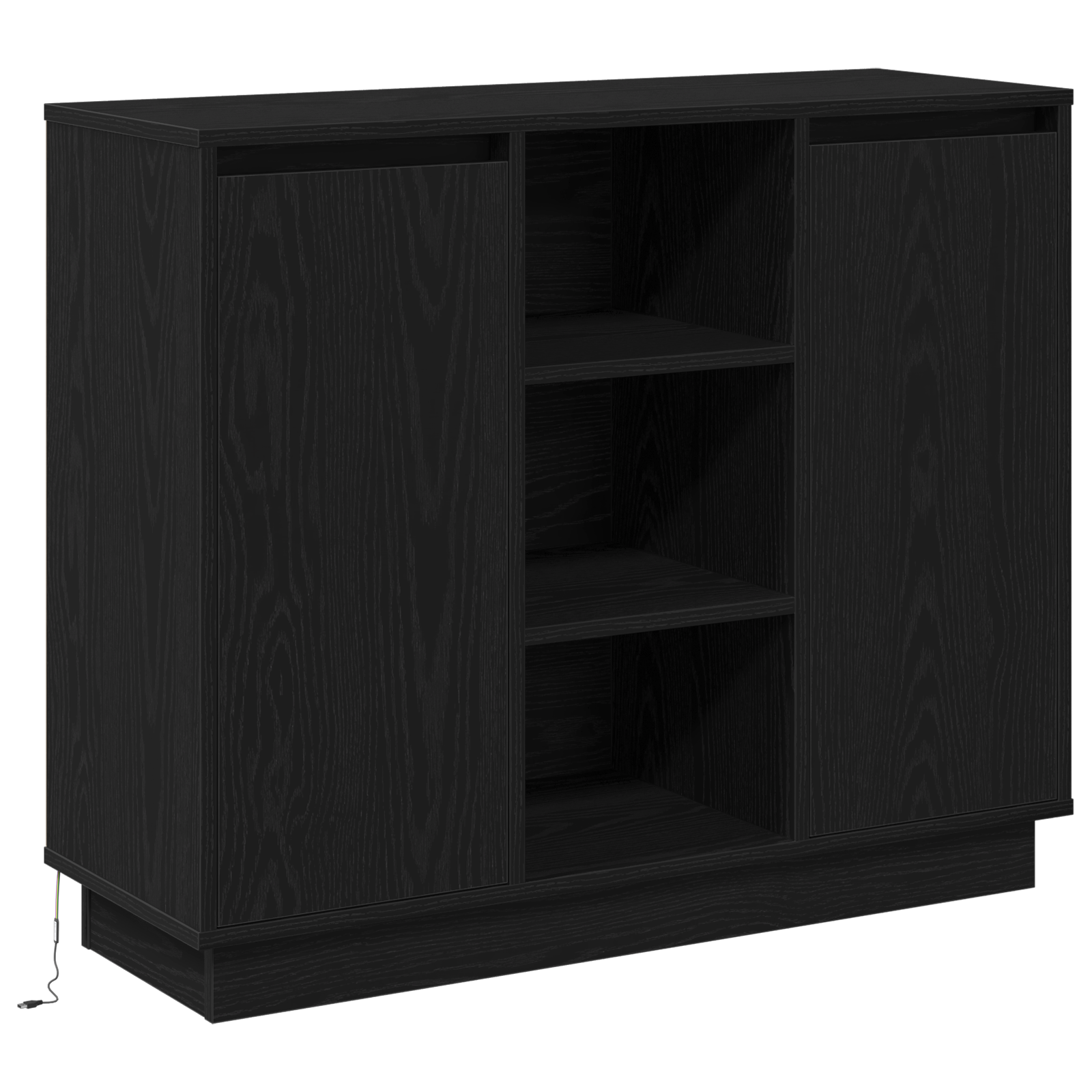 Sideboard with LED Black Oak 90x32x75 cm Engineered Wood - Image 2