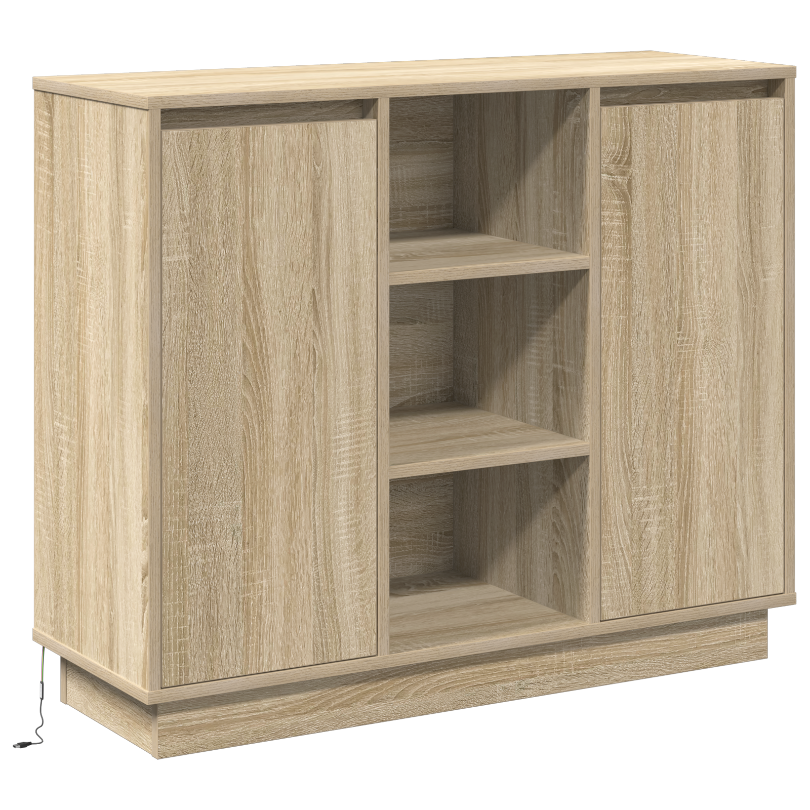 Sideboard with LED Sonoma Oak 90x32x75 cm Engineered Wood - Image 2