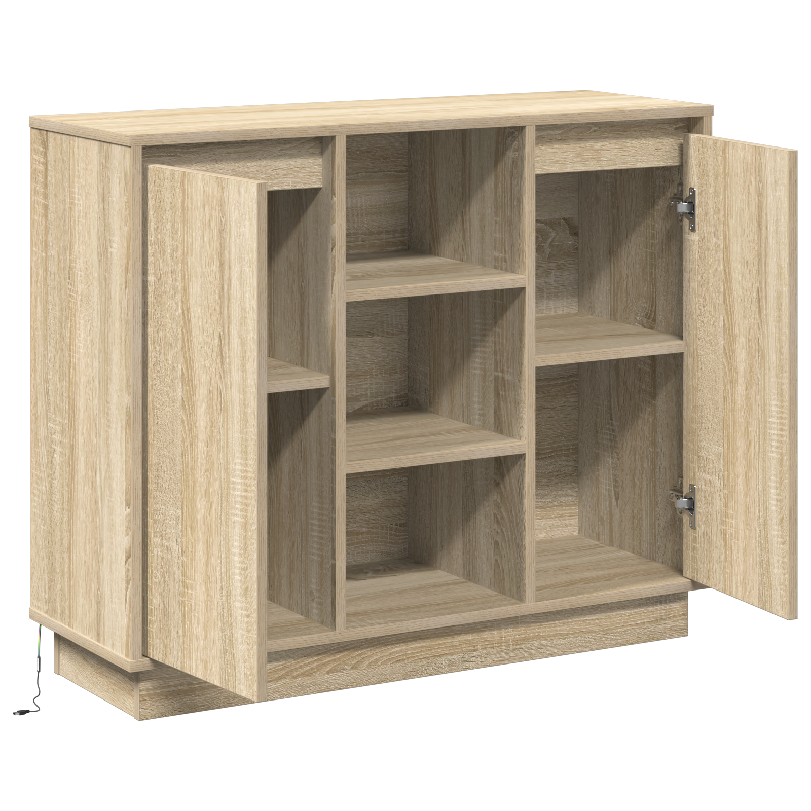 Sideboard with LED Sonoma Oak 90x32x75 cm Engineered Wood - Image 6
