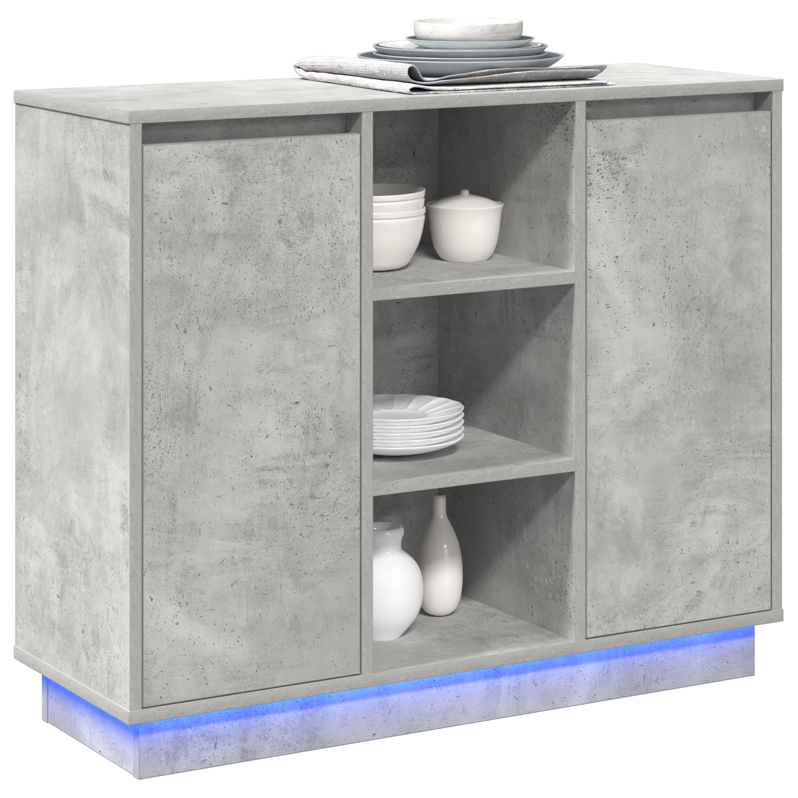 Sideboard with LED Concrete Grey 90x32x75 cm Engineered Wood - Image 3
