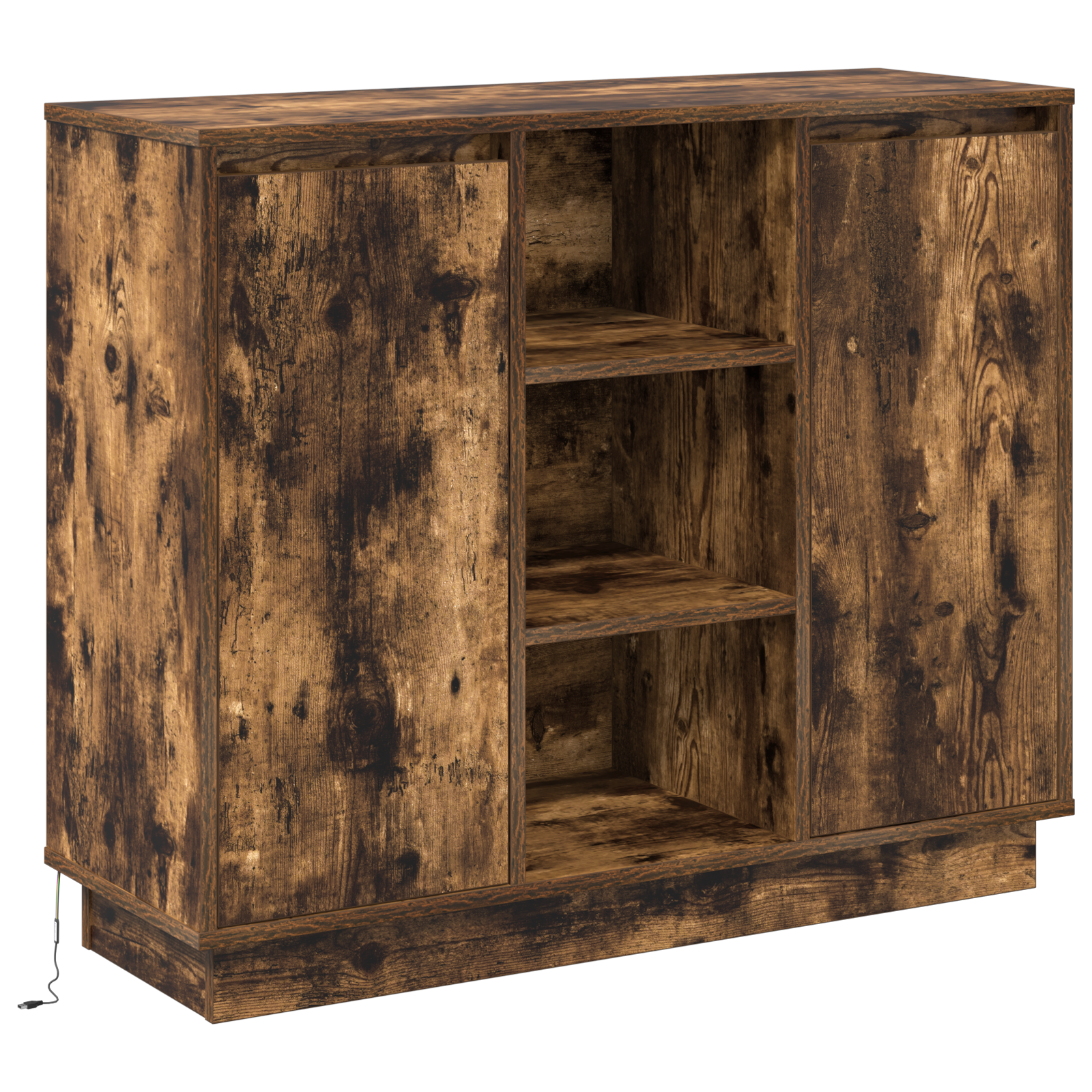 Sideboard with LED Smoked Oak 90x32x75 cm Engineered Wood - Image 2