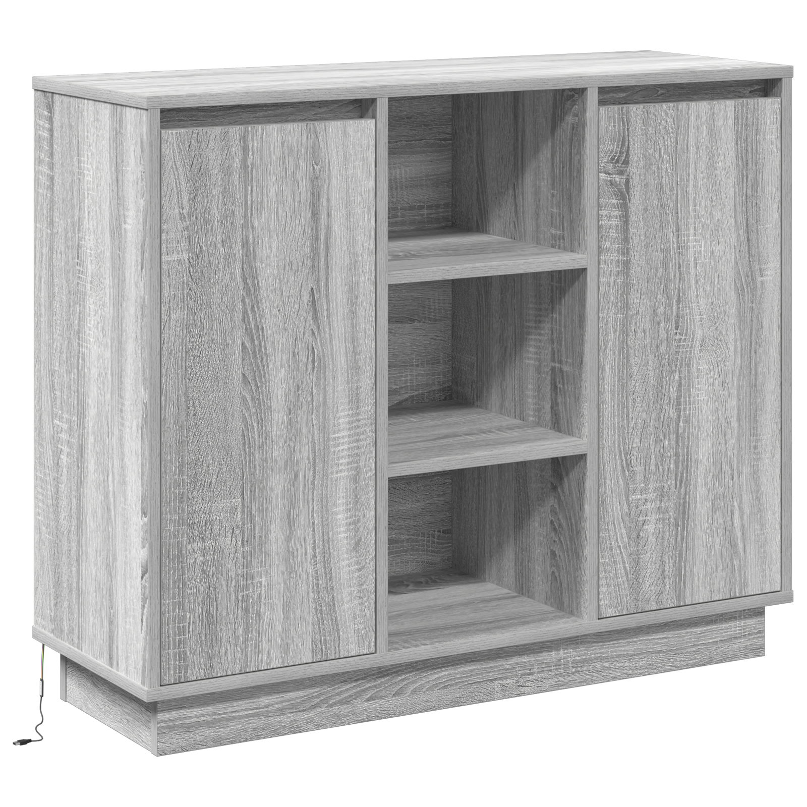 Sideboard with LED Grey Sonoma 90x32x75 cm Engineered Wood - Image 2