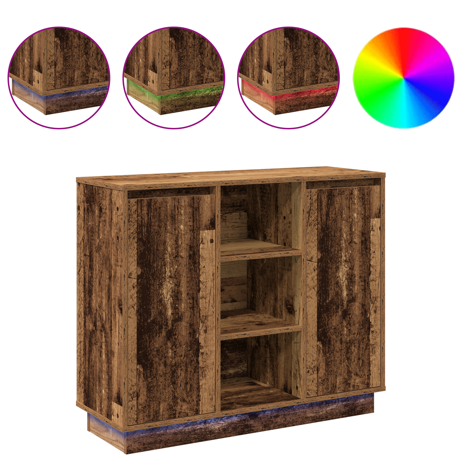 spintelė su LED senoviniu medžiu 90x32x75 cm inžinerinis medienos - Image 4