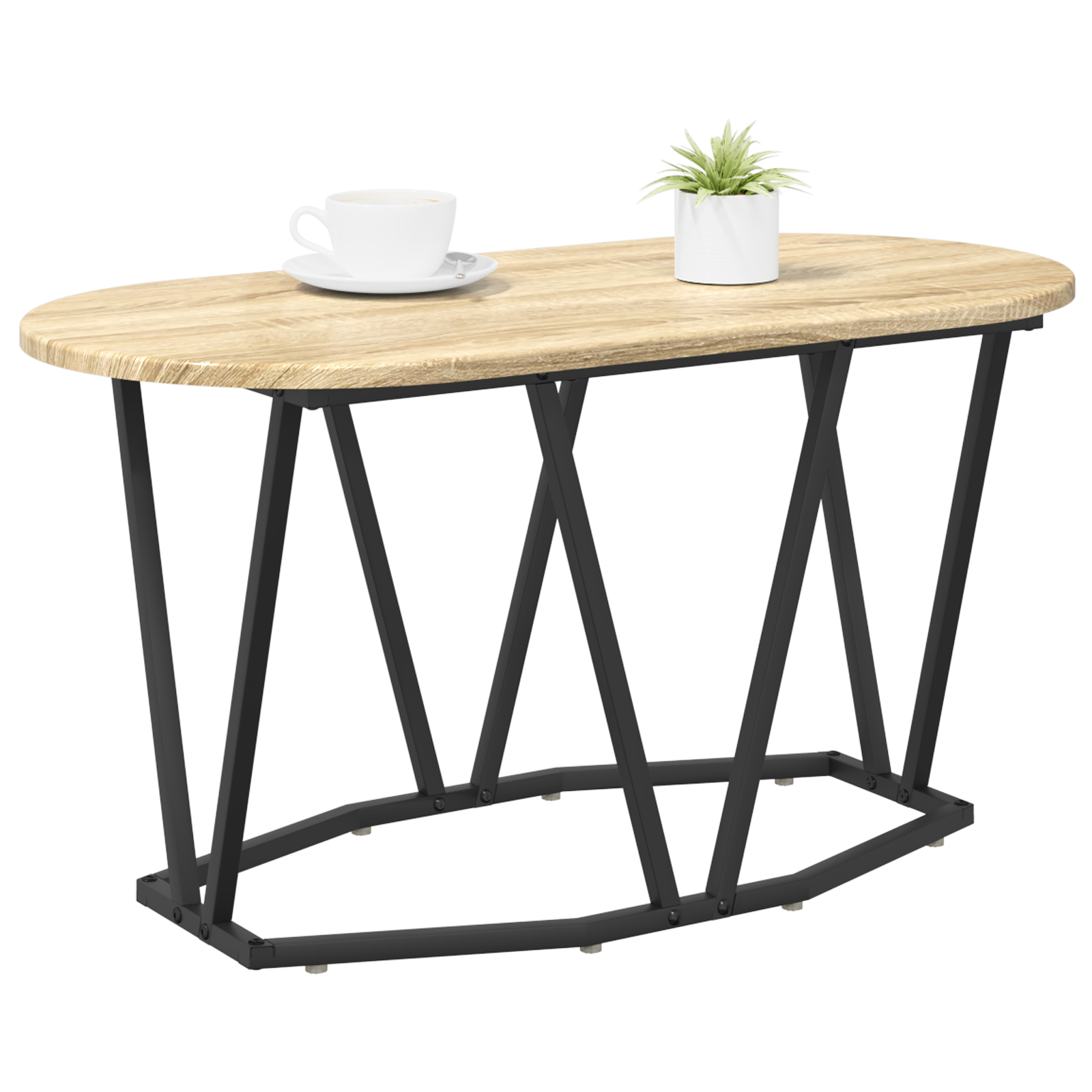 Coffee Table in Sonoma Oak - 80x40x40.5 cm - Made of Engineered Wood and Metal - Image 3