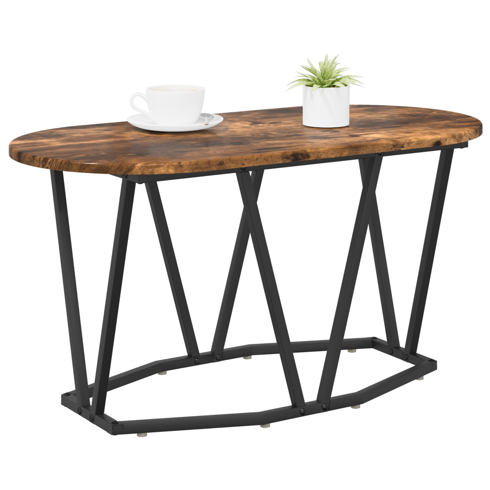 Coffee Table in Smoked Oak - 80x40x40.5 cm, Made from Engineered Wood and Metal - Image 3
