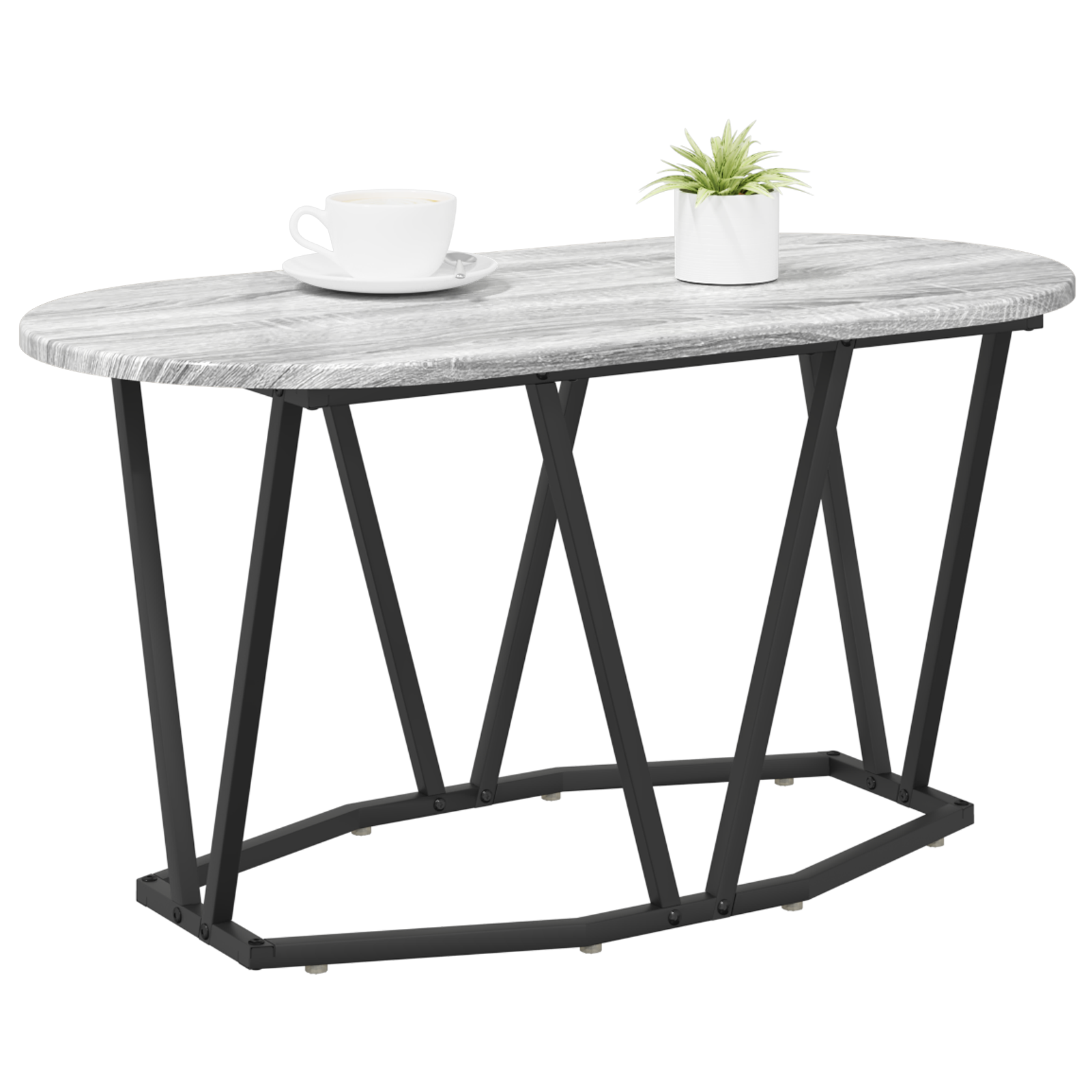 Grey Sonoma Coffee Table - 80x40x40.5 cm, Made from Engineered Wood and Metal - Image 3
