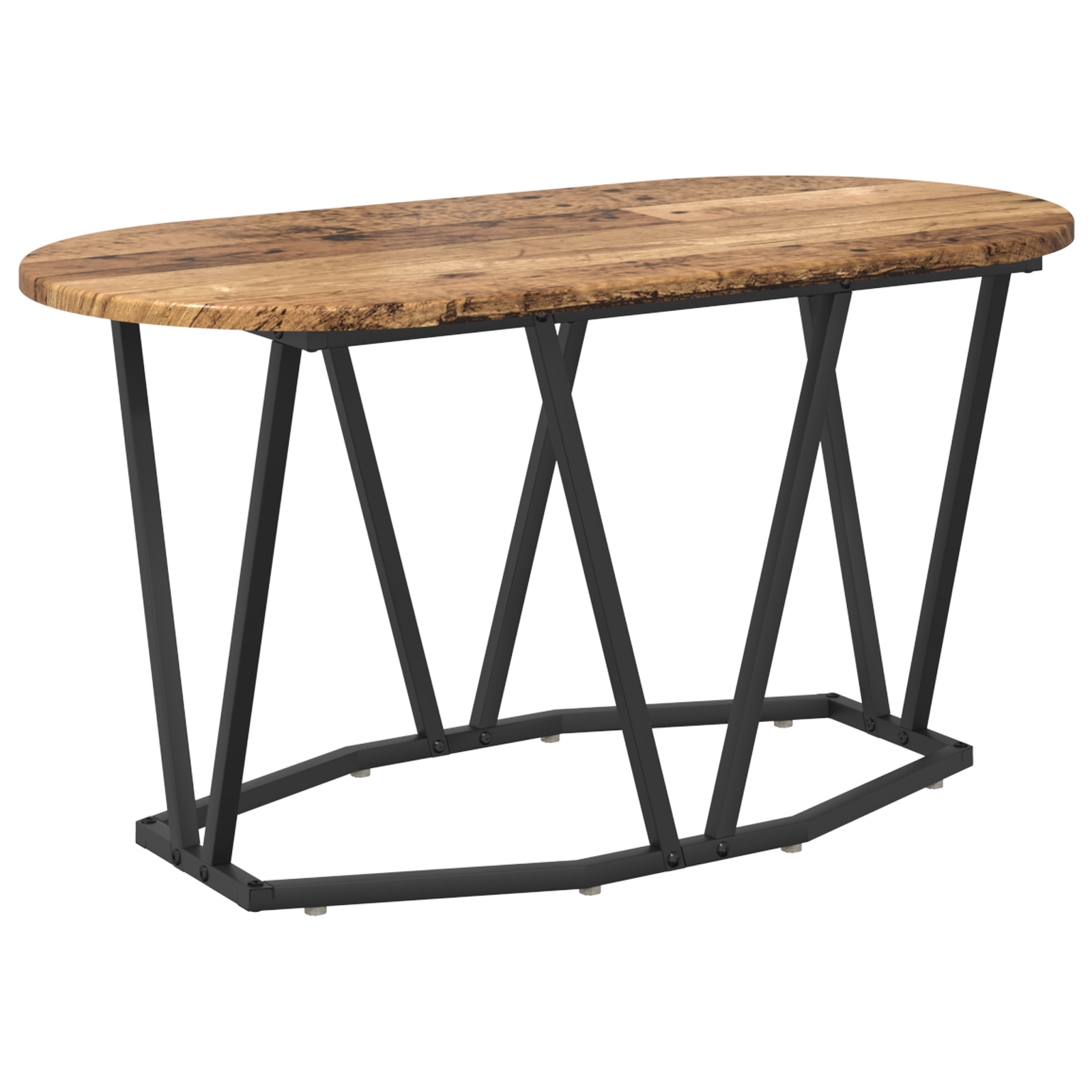 Coffee Table Old Wood 80x40x40.5 cm Engineered Wood and Metal - Image 2