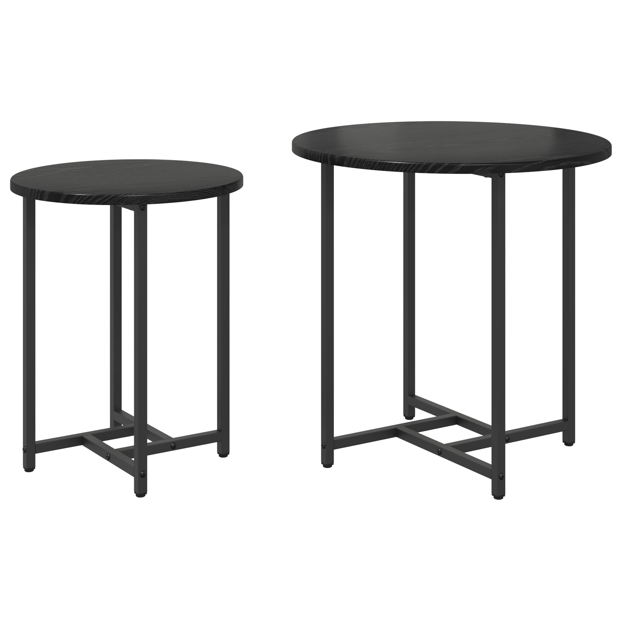 Side Table Set of 2 - Black Oak and Metal - Image 2