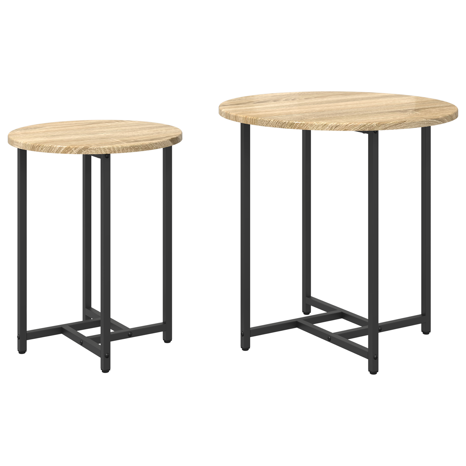 Side Table Set of 2 in Sonoma Oak Wood and Metal - Image 2