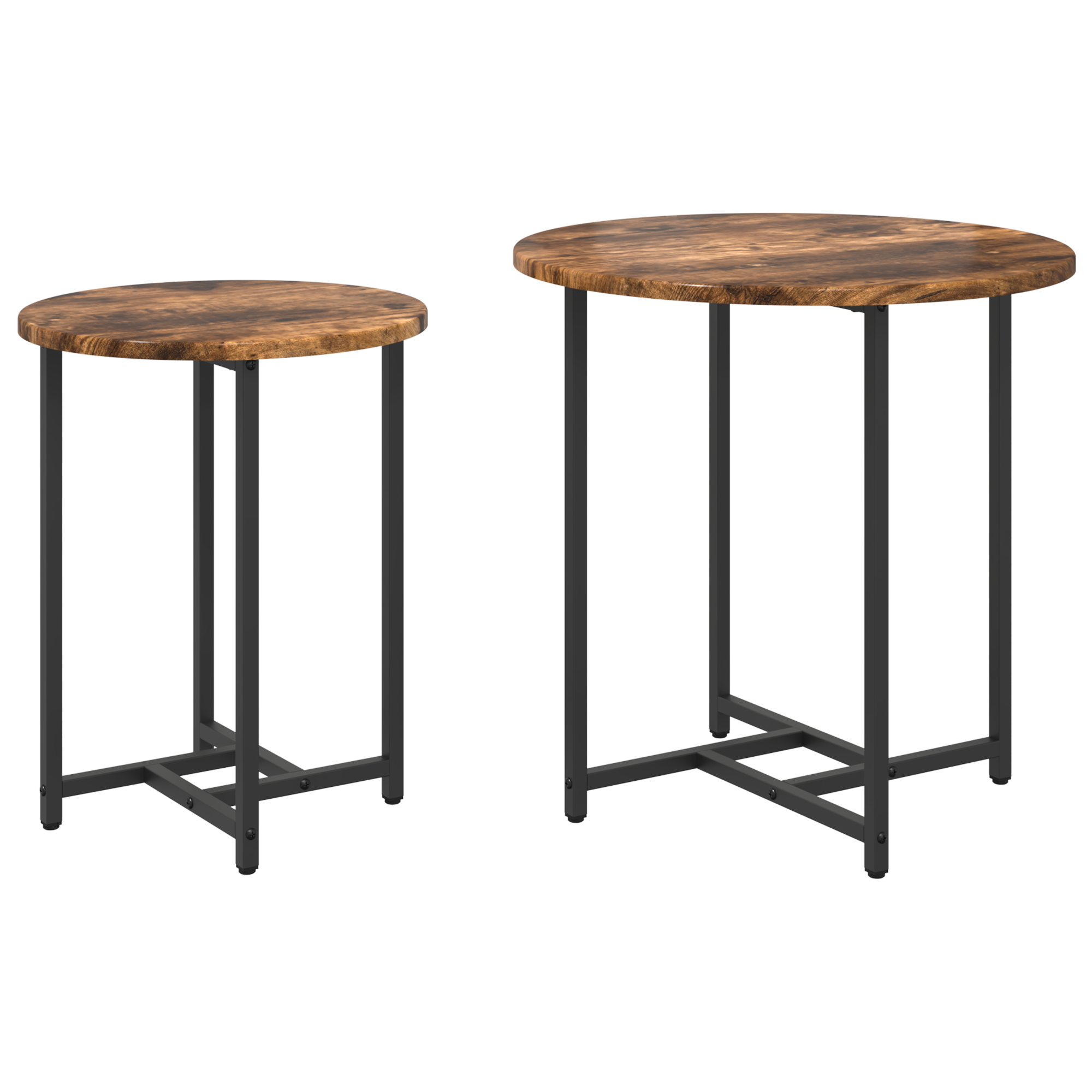 Side Table Set of 2 - Smoked Oak & Metal - Image 2