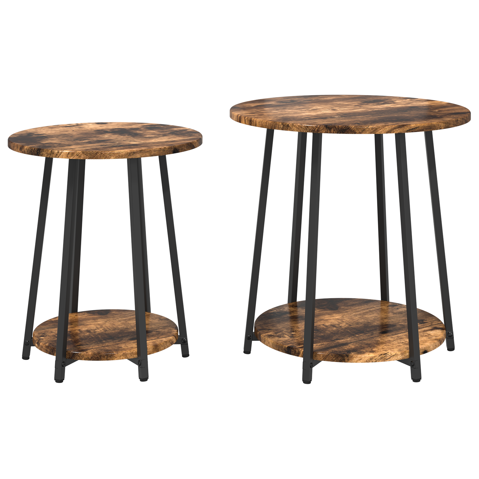 Side Table 2 pcs Smoked Oak Engineered Wood and Metal - Image 2