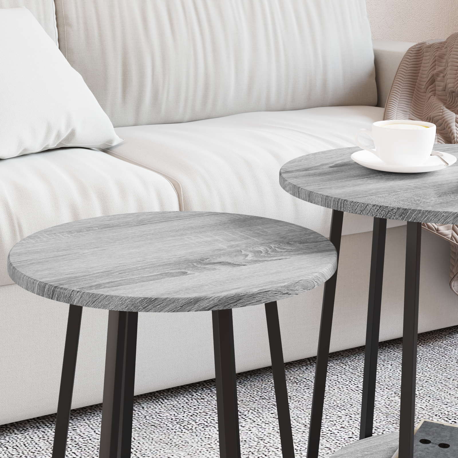 End Tables Grey Sonoma Particle board, Metal Storage End Table - Image 4