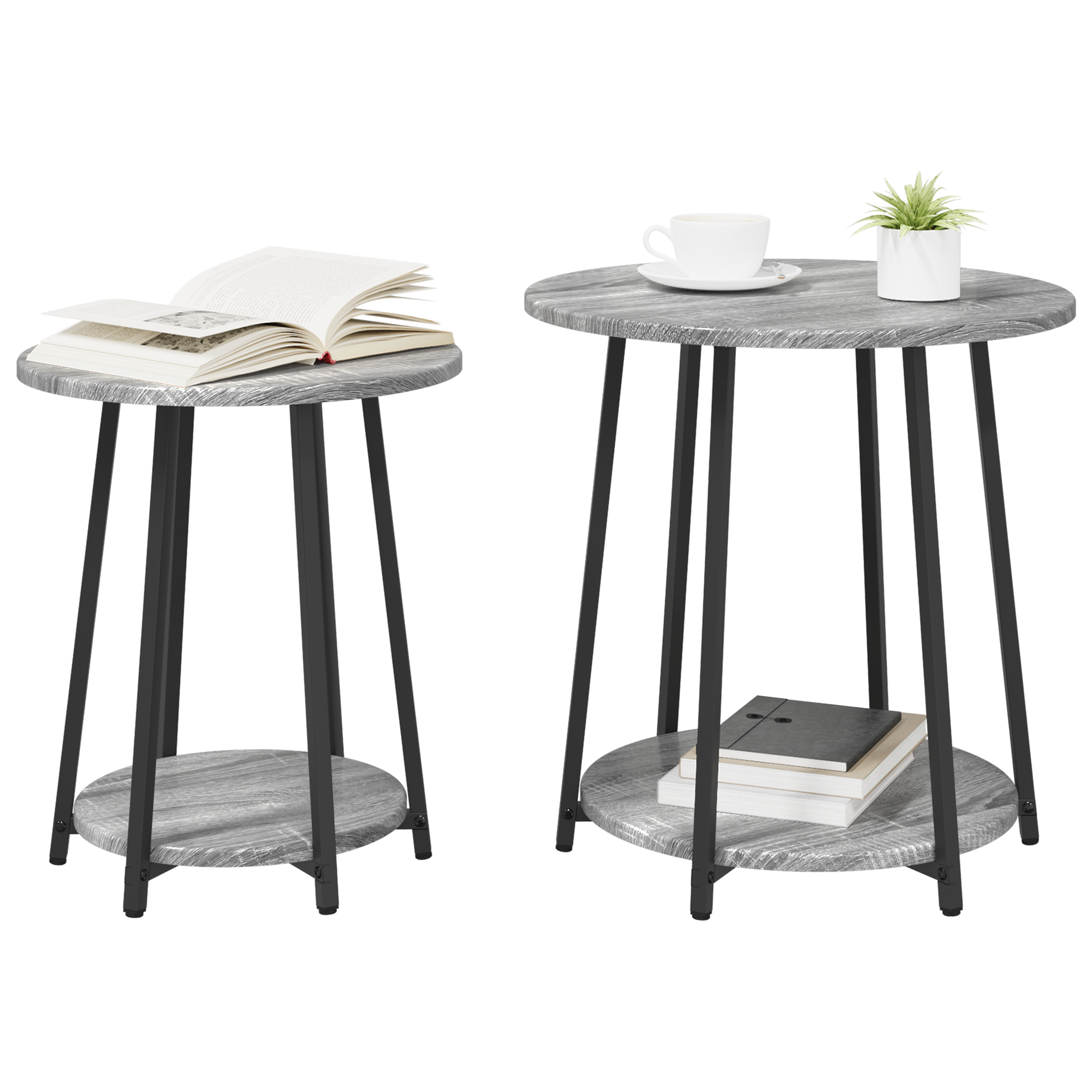 End Tables Grey Sonoma Particle board, Metal Storage End Table - Image 3