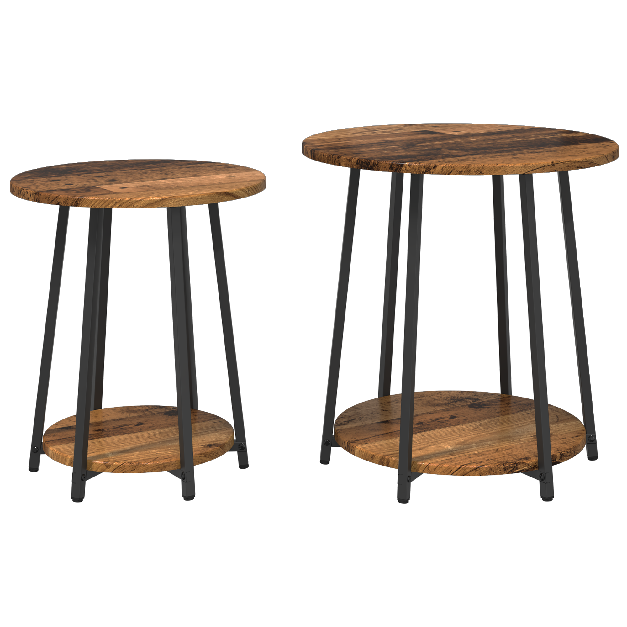 Side Table 2 Pack Old Wood Engineered Wood and Metal - Image 2