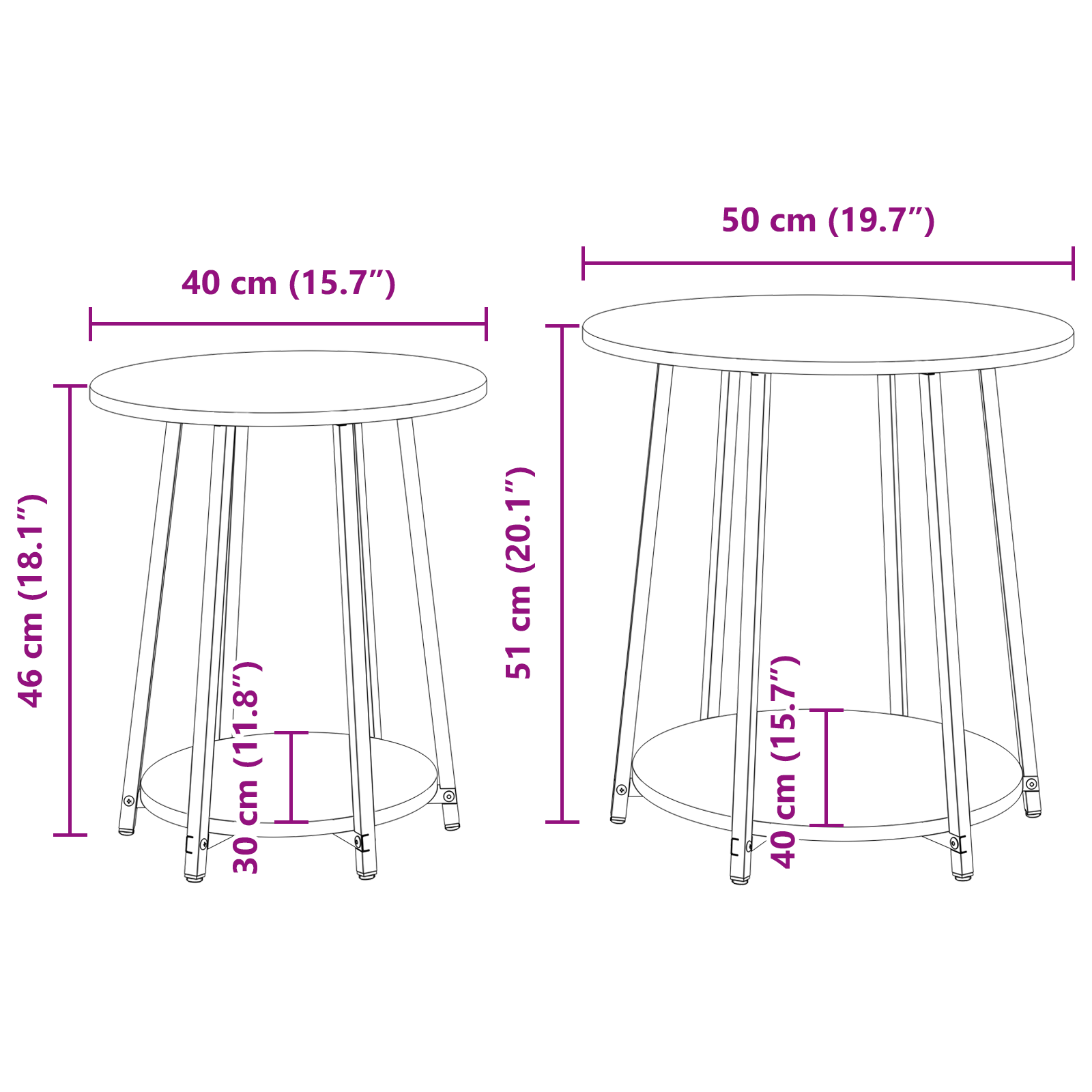 Side Table Set of 2 in Artisan Oak with Engineered Wood and Metal - Image 10
