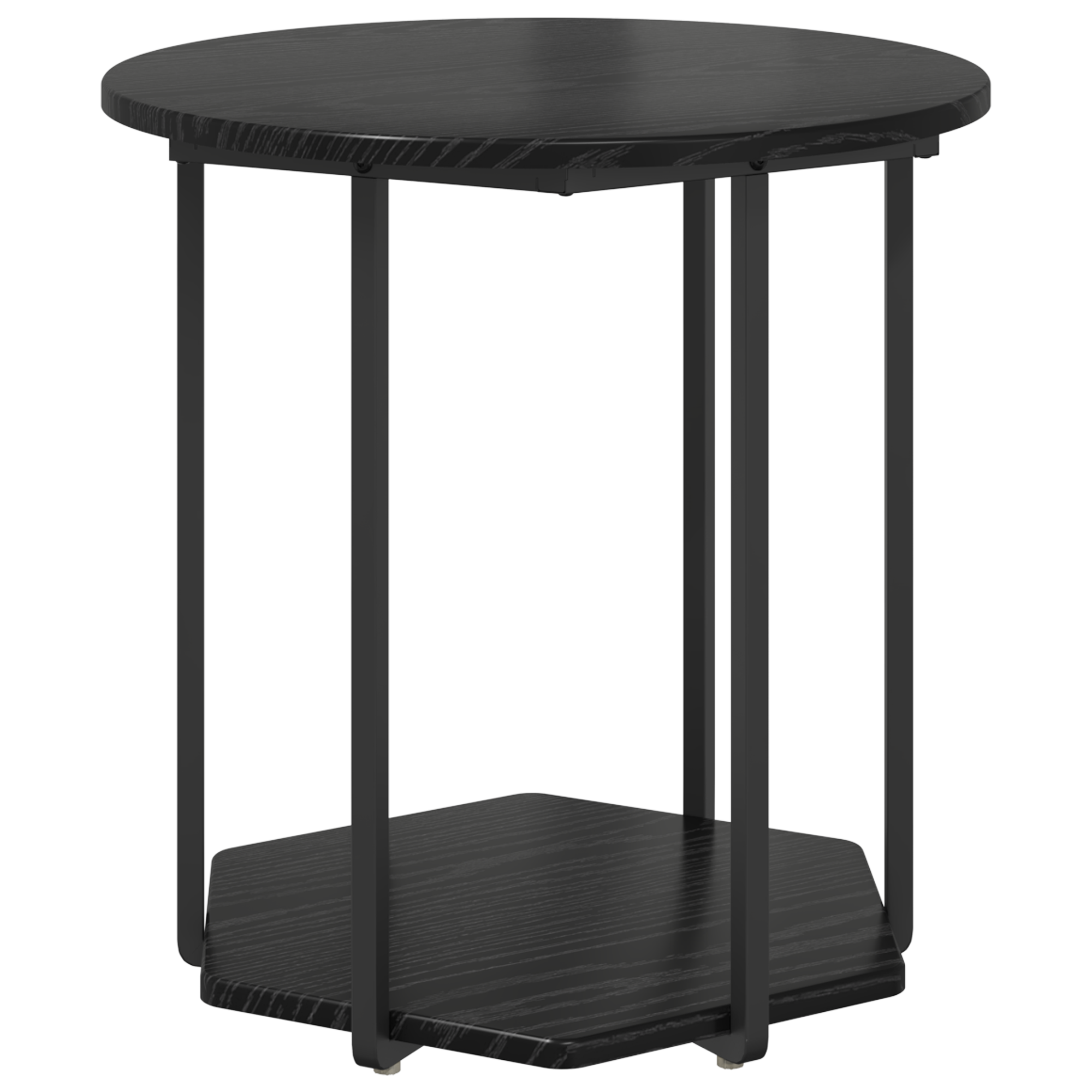 Side Table 2 pcs Black Oak Engineered Wood and Metal - Image 3