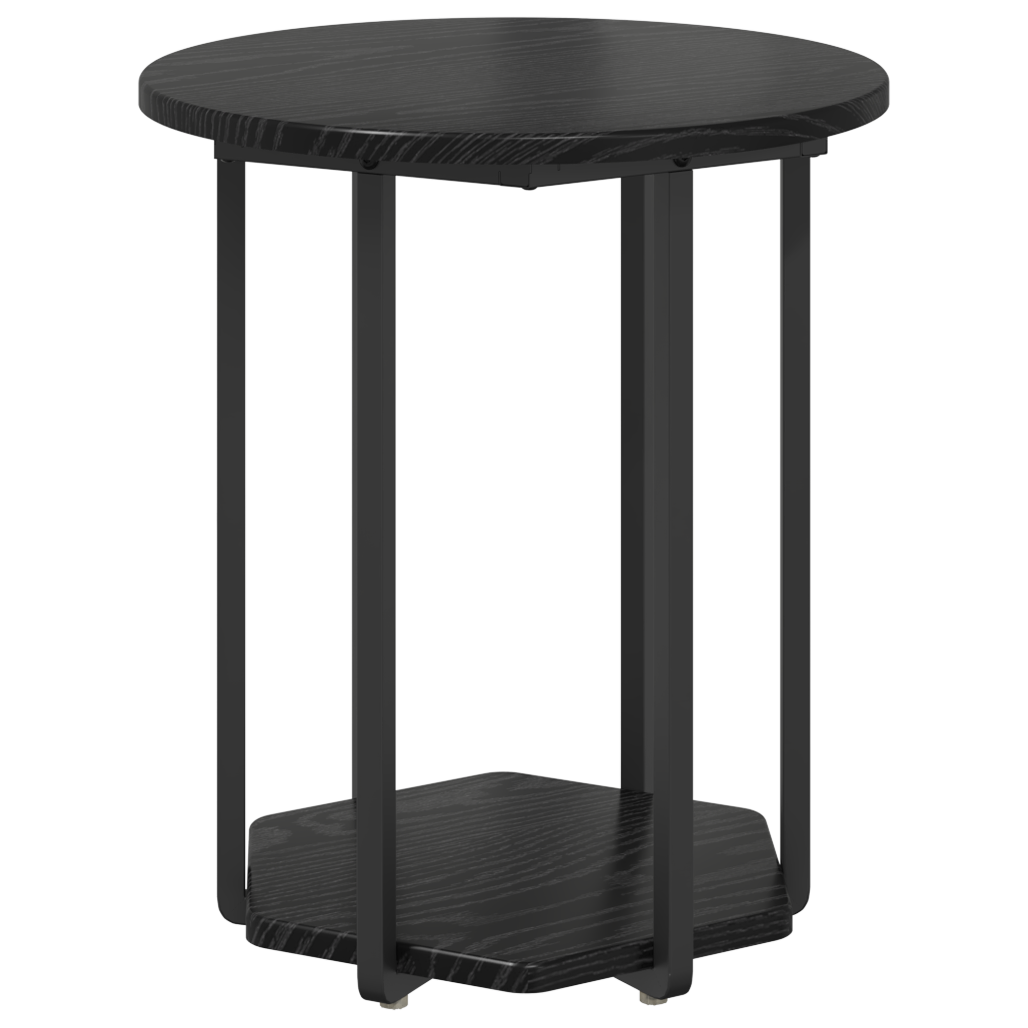 Side Table 2 pcs Black Oak Engineered Wood and Metal - Image 4
