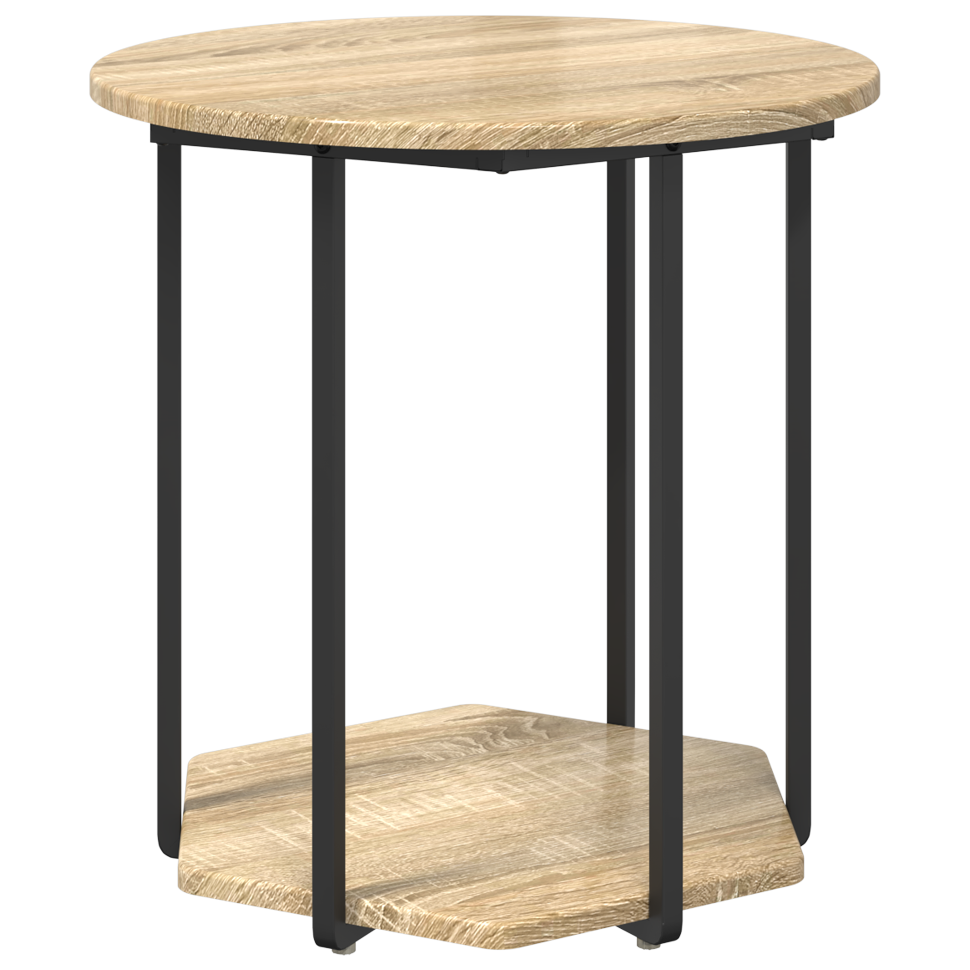 Side Table Set of 2, Sonoma Oak Wood and Metal - Image 4
