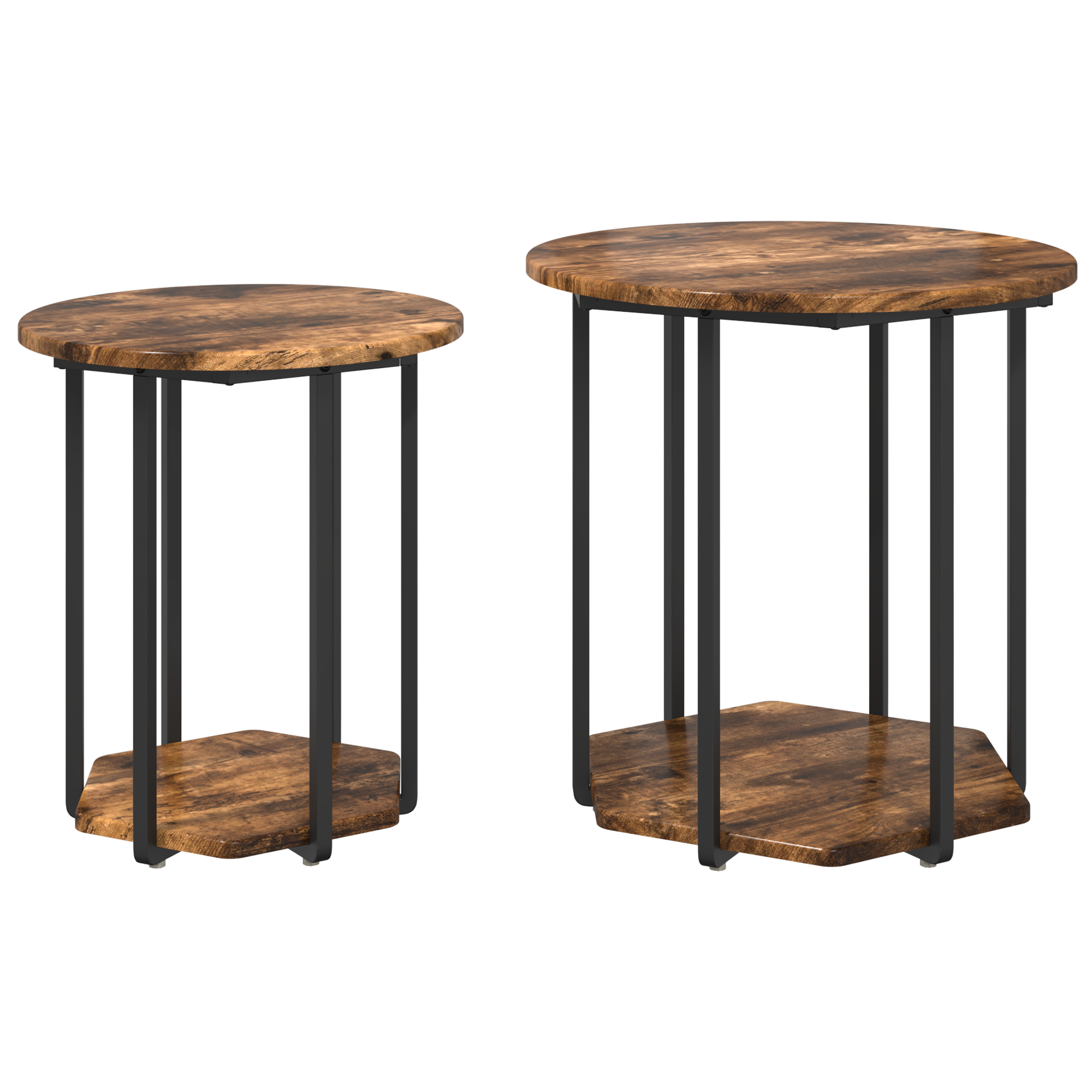 Side Table 2 pcs Smoked Oak Engineered Wood and Metal - Image 2