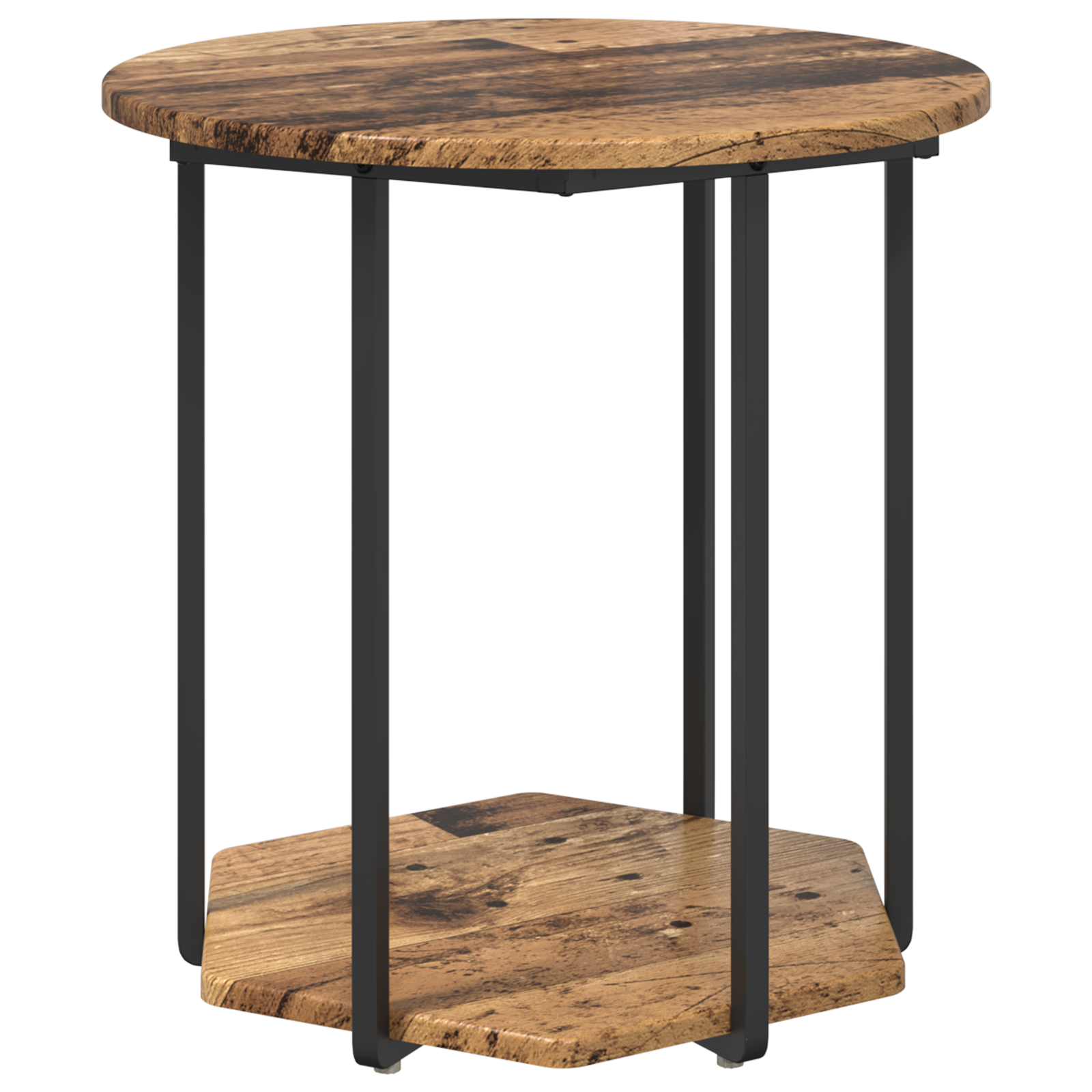 Side Table Set of 2 - Old Wood and Metal - Image 4