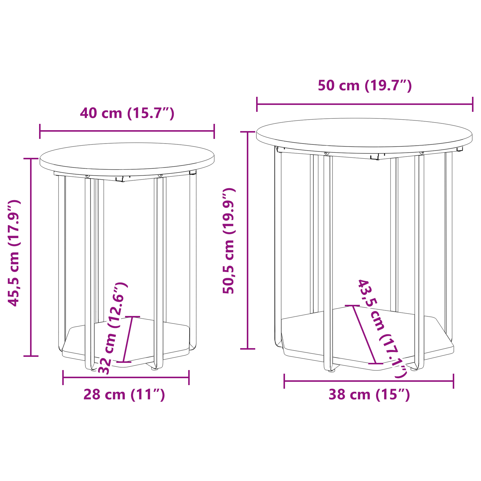 Side Table Set of 2 - Old Wood and Metal - Image 8