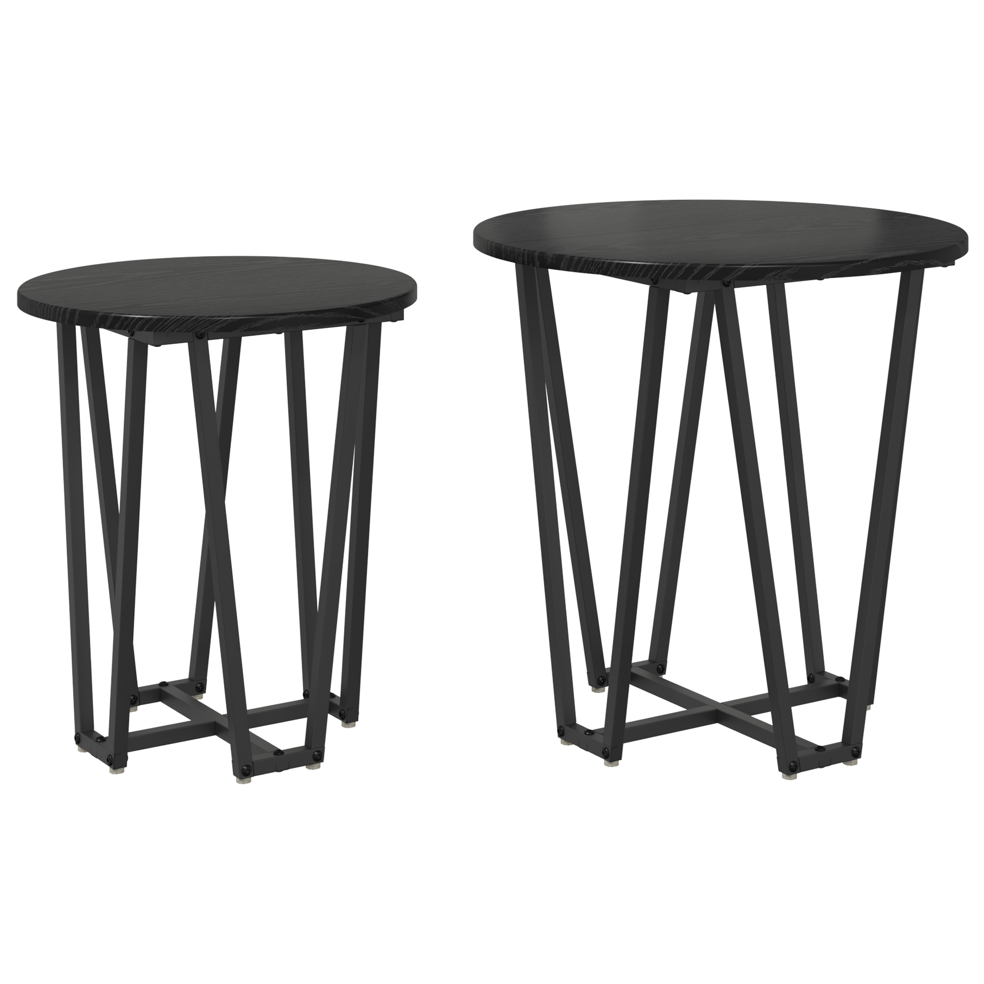 Side Table Set of 2 - Black Oak MDF and Metal - Image 2
