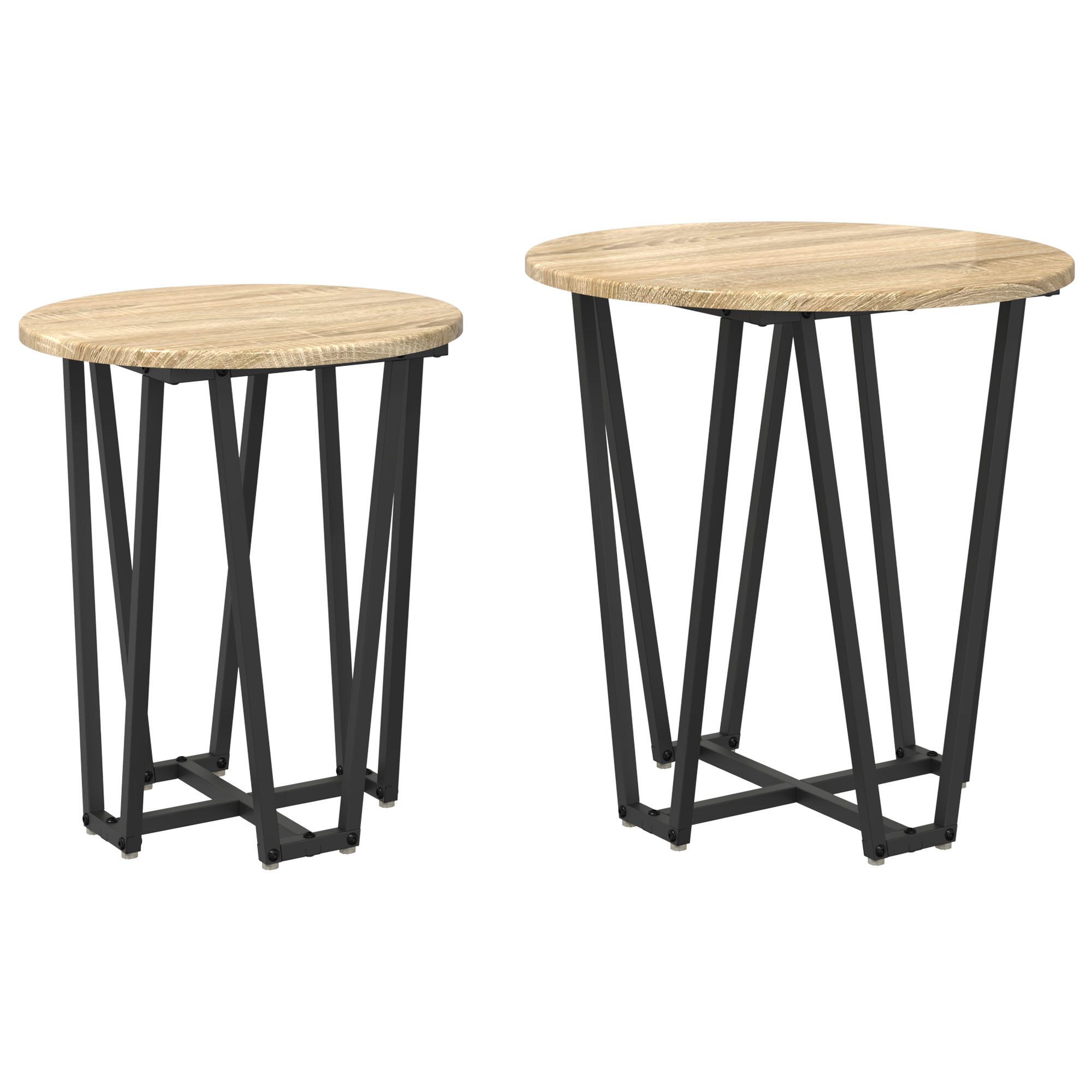 Side Table Set of 2 - Sonoma Oak Engineered Wood and Metal - Image 2