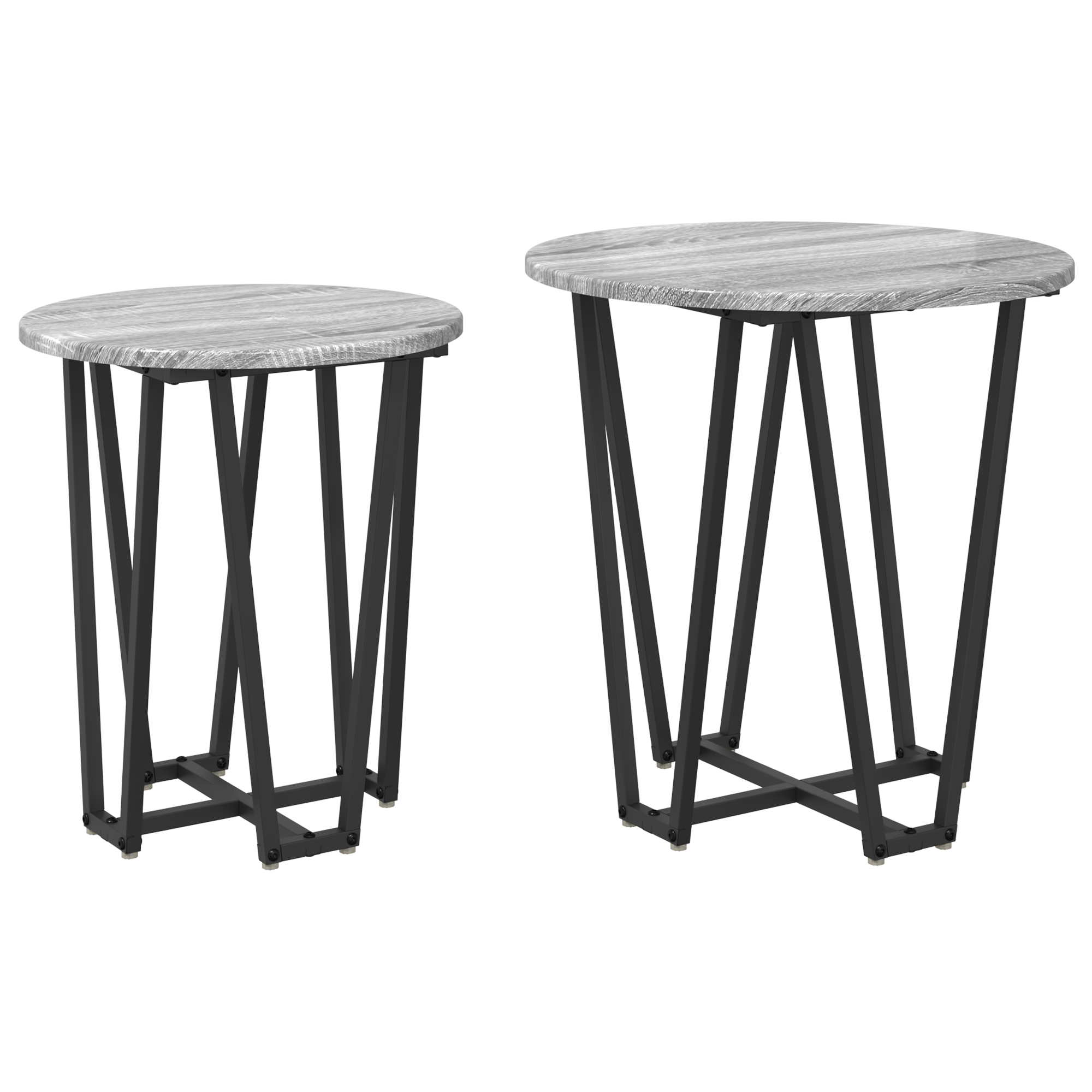 Side Table 2 pcs Gray Sonoma Engineered Wood and Metal - Image 2