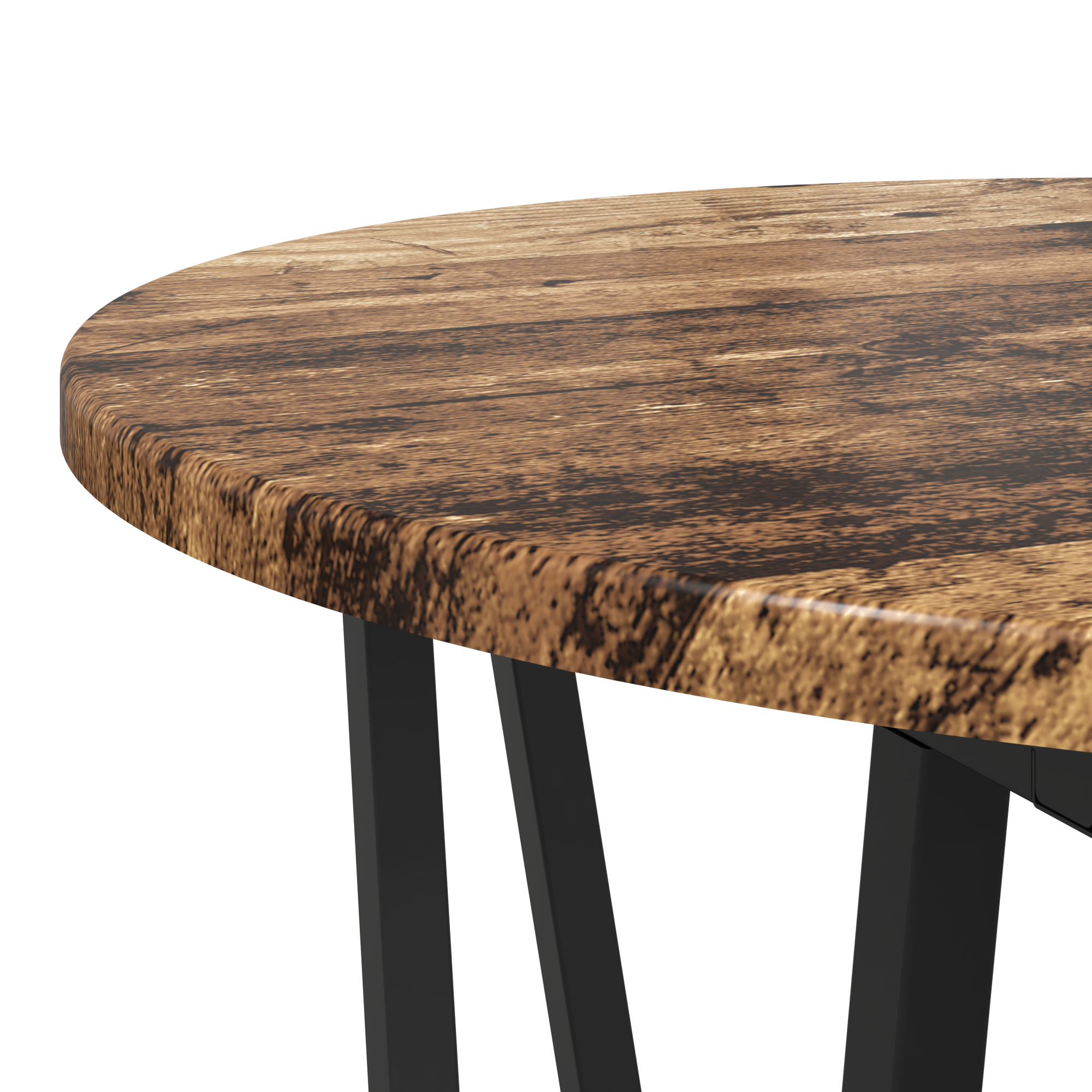 Side Table Set - 2 Pieces, Rustic Wood Look, Metal Base - Image 6