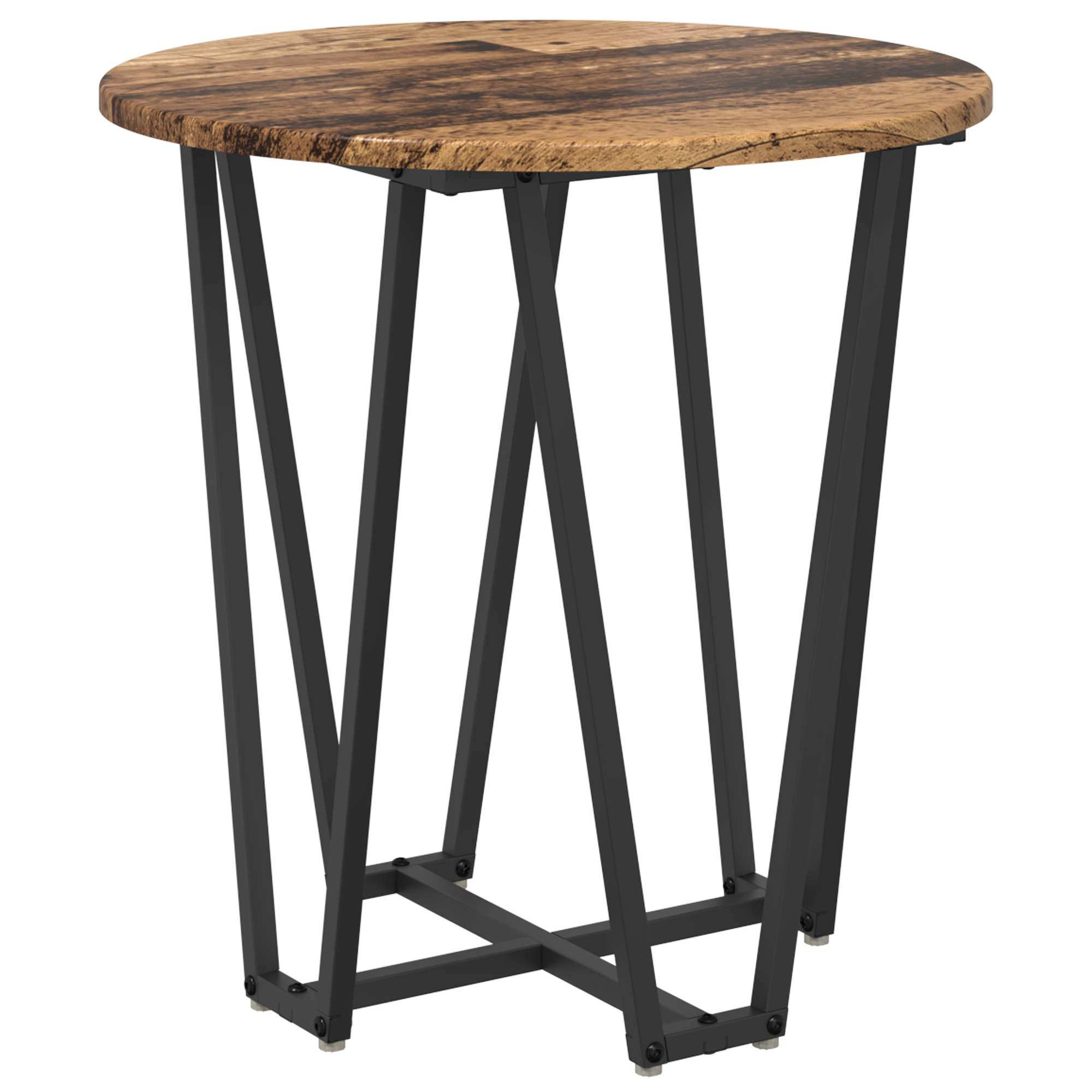 Side Table Set - 2 Pieces, Rustic Wood Look, Metal Base - Image 4