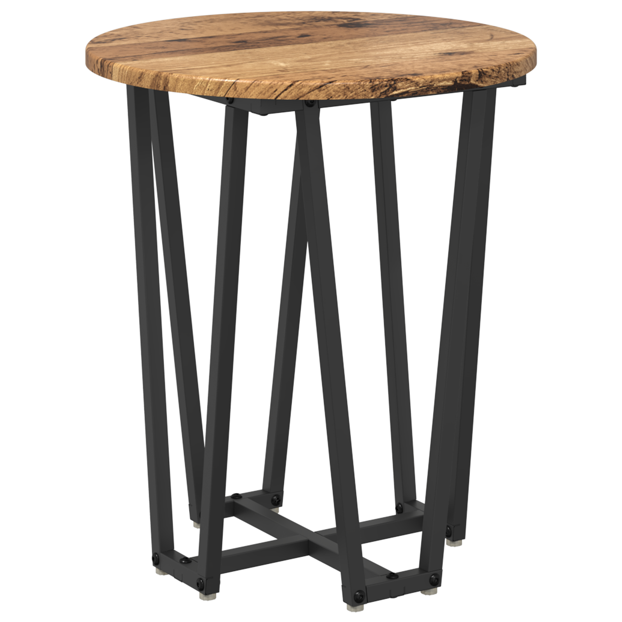 Side Table Set - 2 Pieces, Rustic Wood Look, Metal Base - Image 5