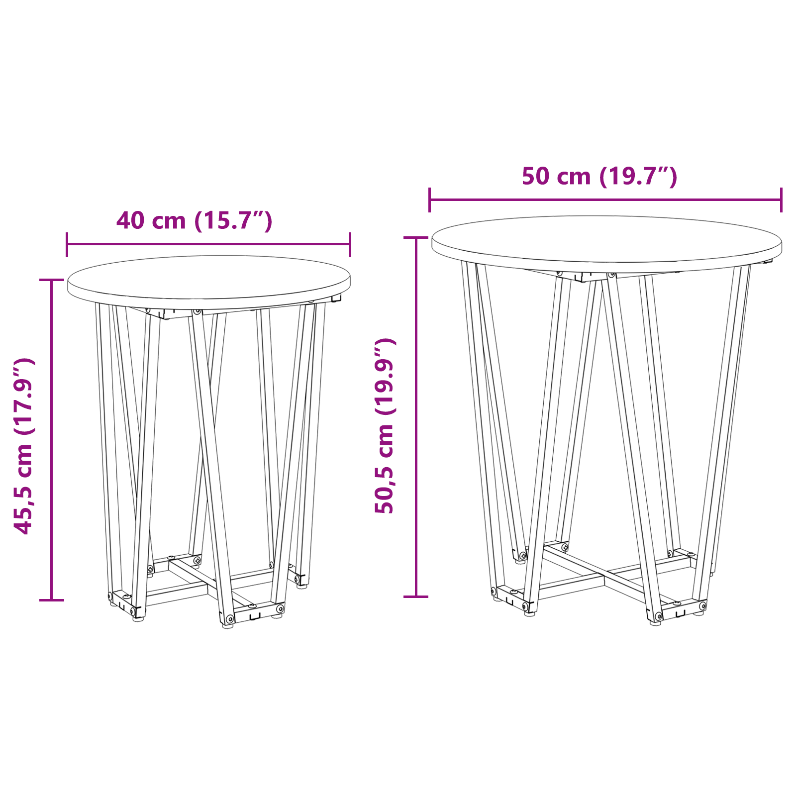 Side Table Set of 2 - Rustic Oak Engineered Wood with Metal - Image 8