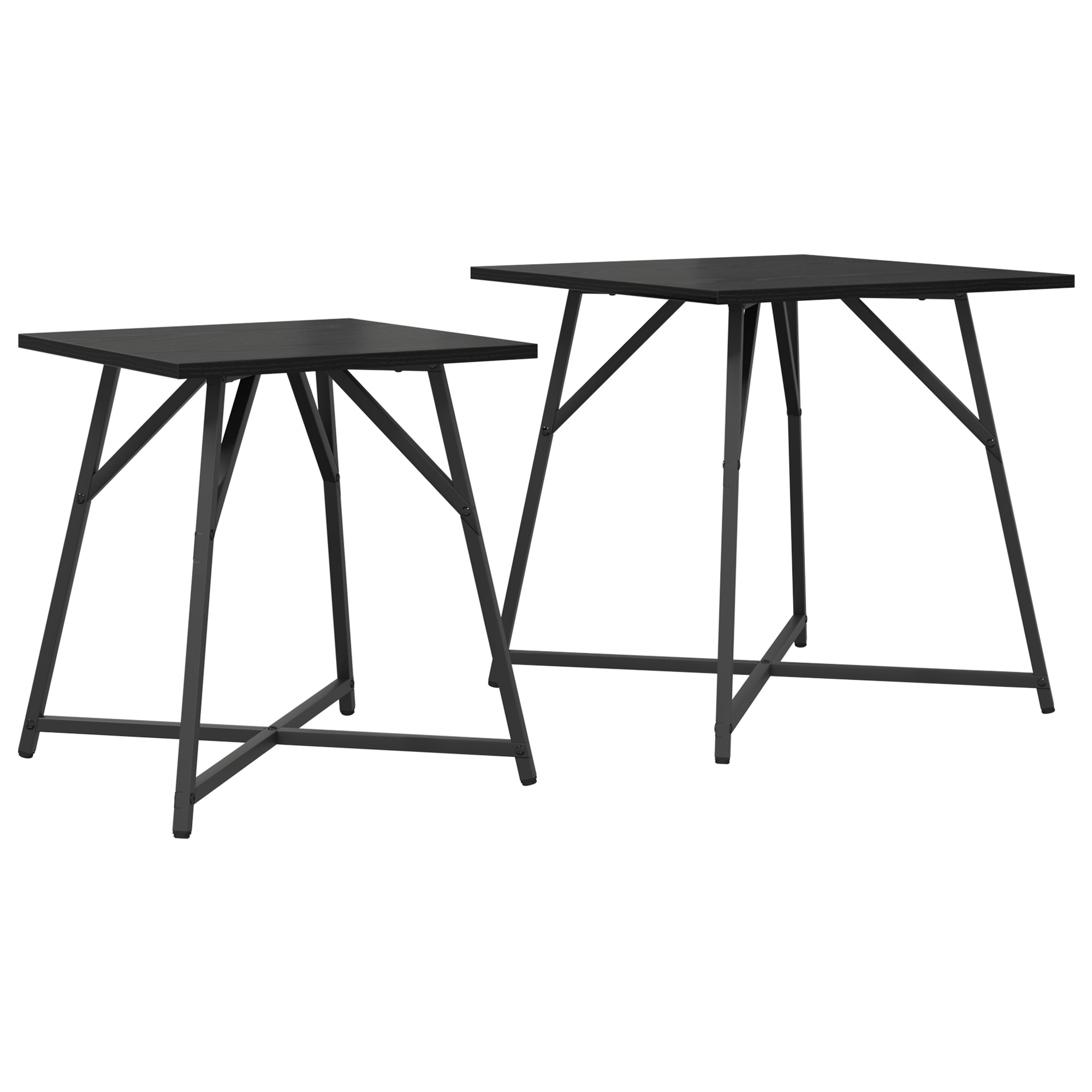 Side Table Set of 2 - Black Oak Engineered Wood and Metal - Image 2