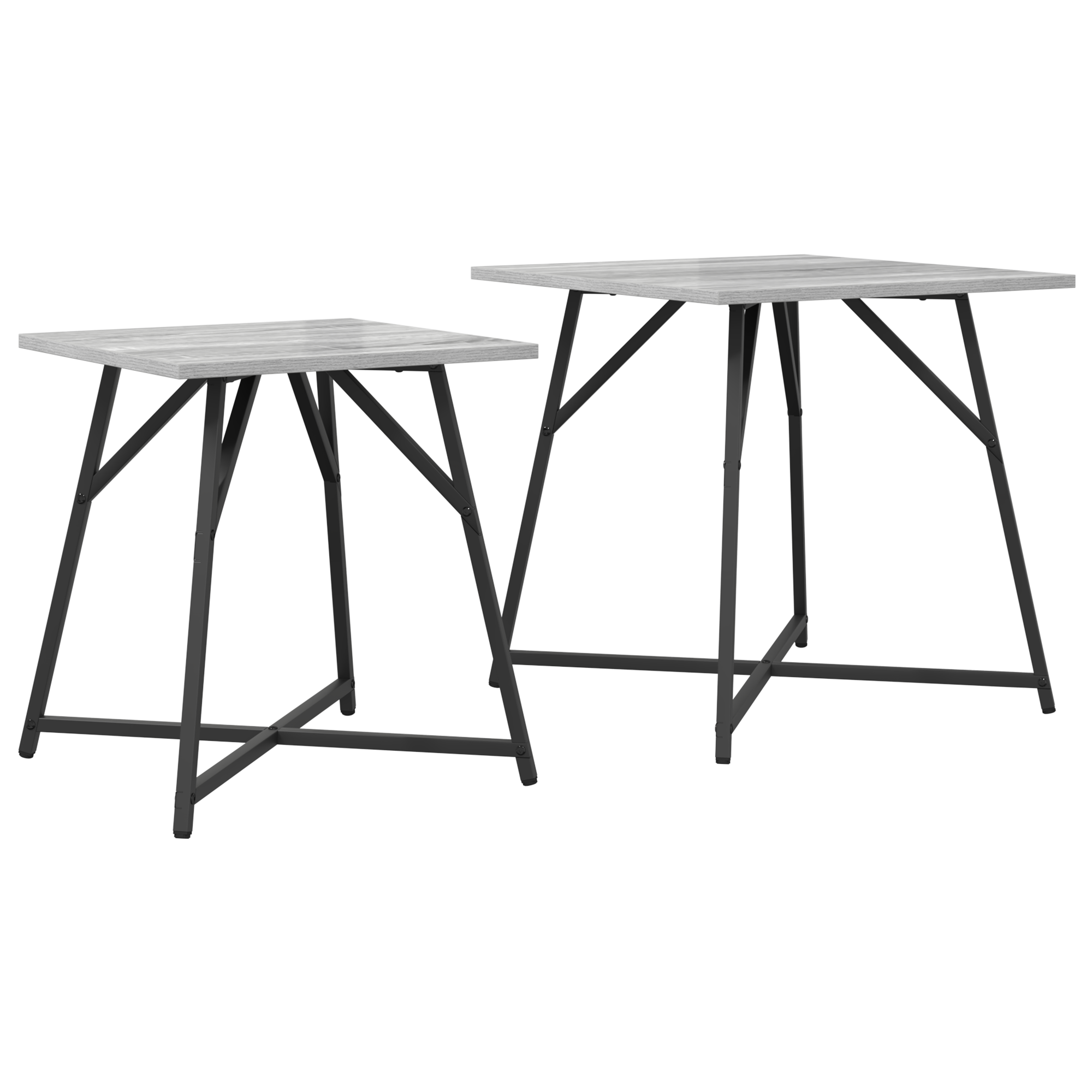 Set of 2 Side Tables in Grey Sonoma with Engineered Wood and Metal - Image 2