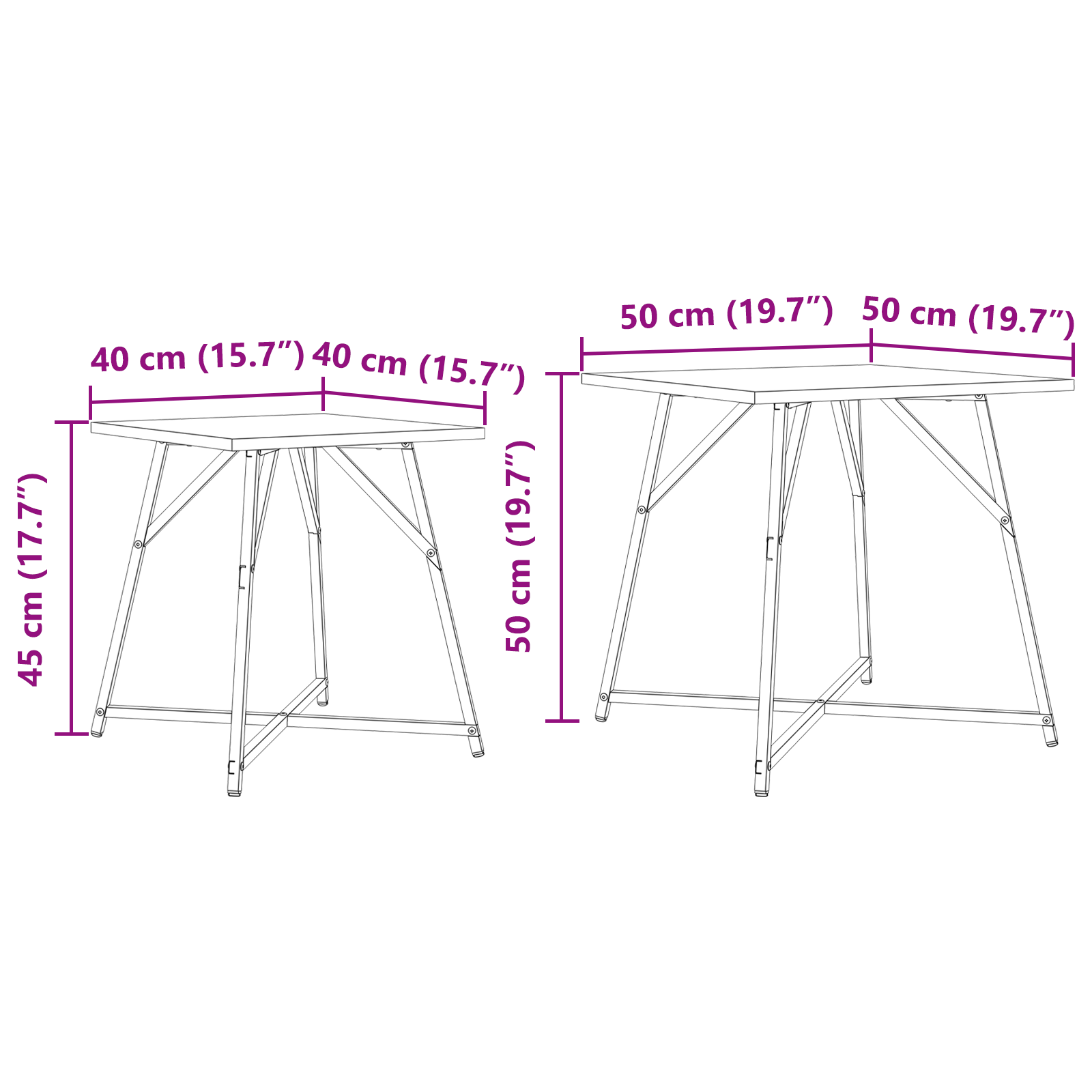 Set of 2 Side Tables in Grey Sonoma with Engineered Wood and Metal - Image 9