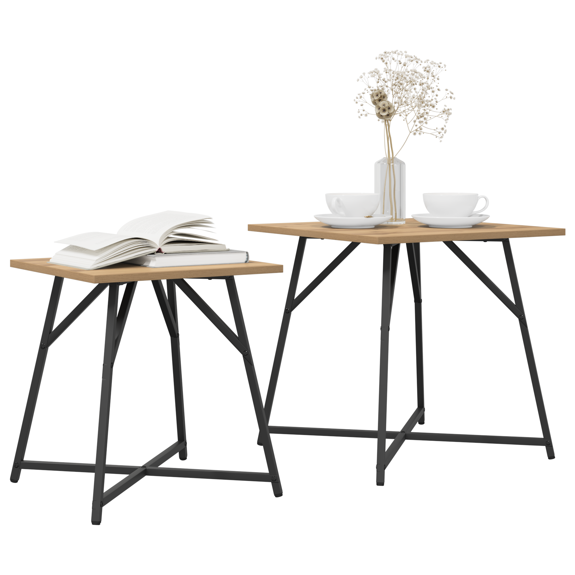 Side Table 2-pack in Artisan Oak with Engineered Wood and Metal - Image 3